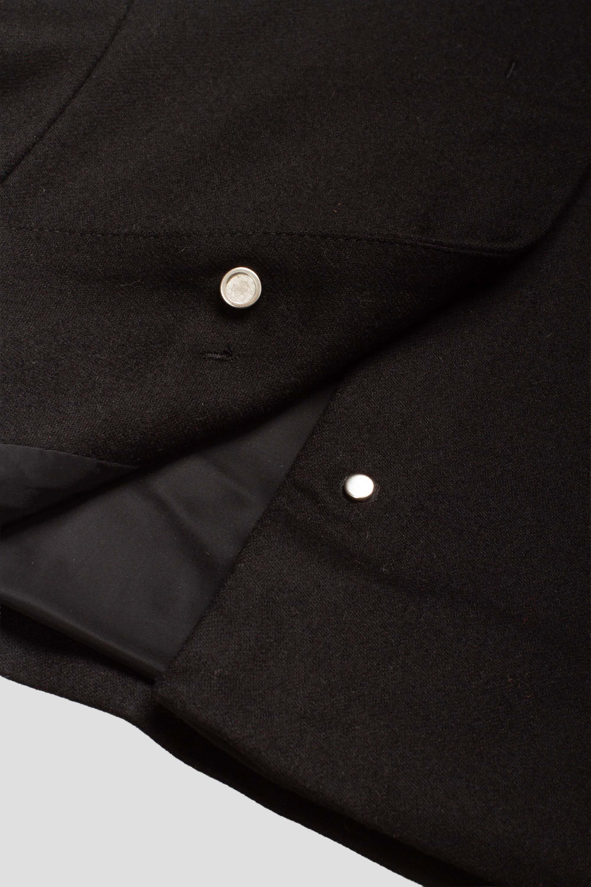 Wool Snap Button Down Vest Black