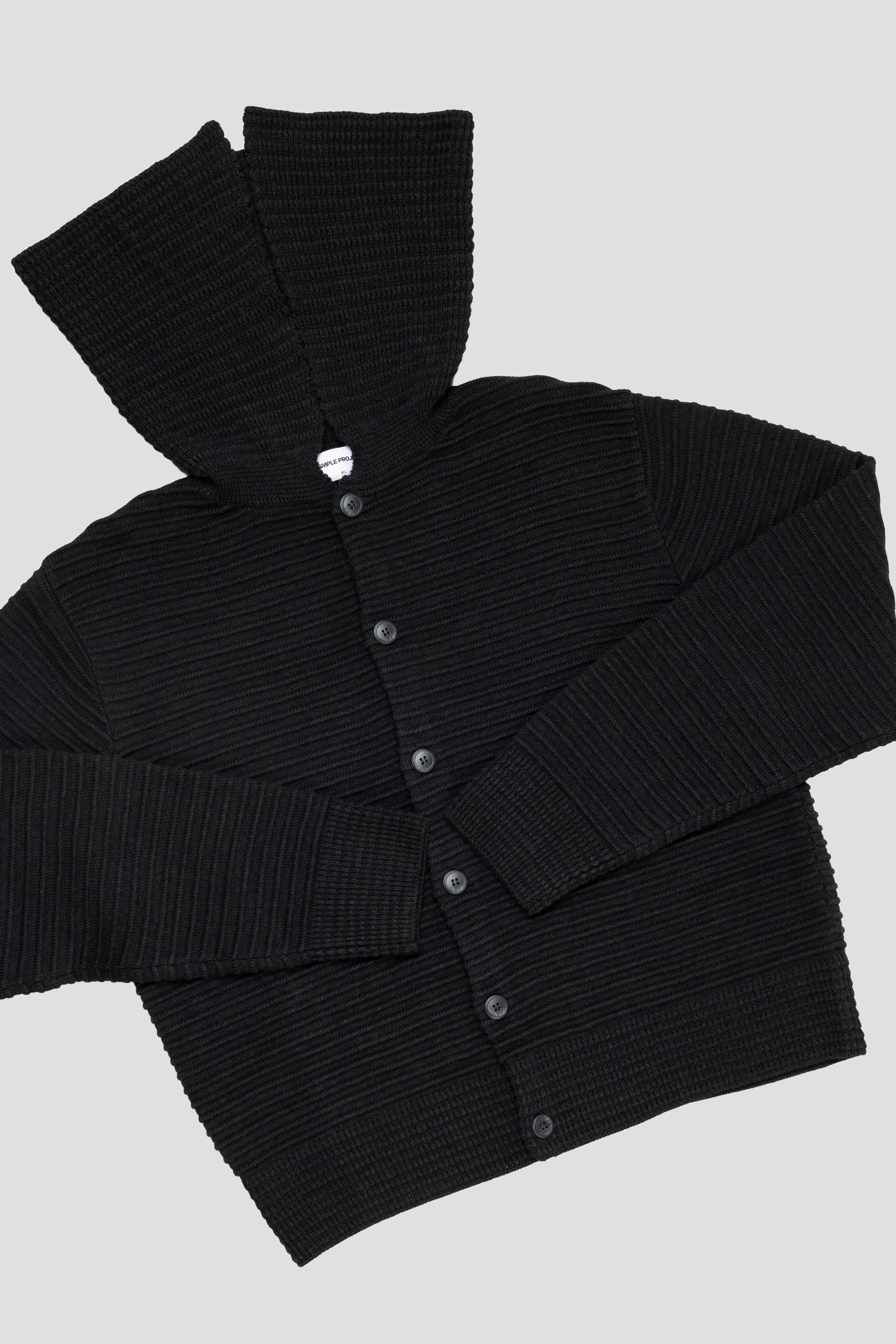Pleated Knit Cardigan Black