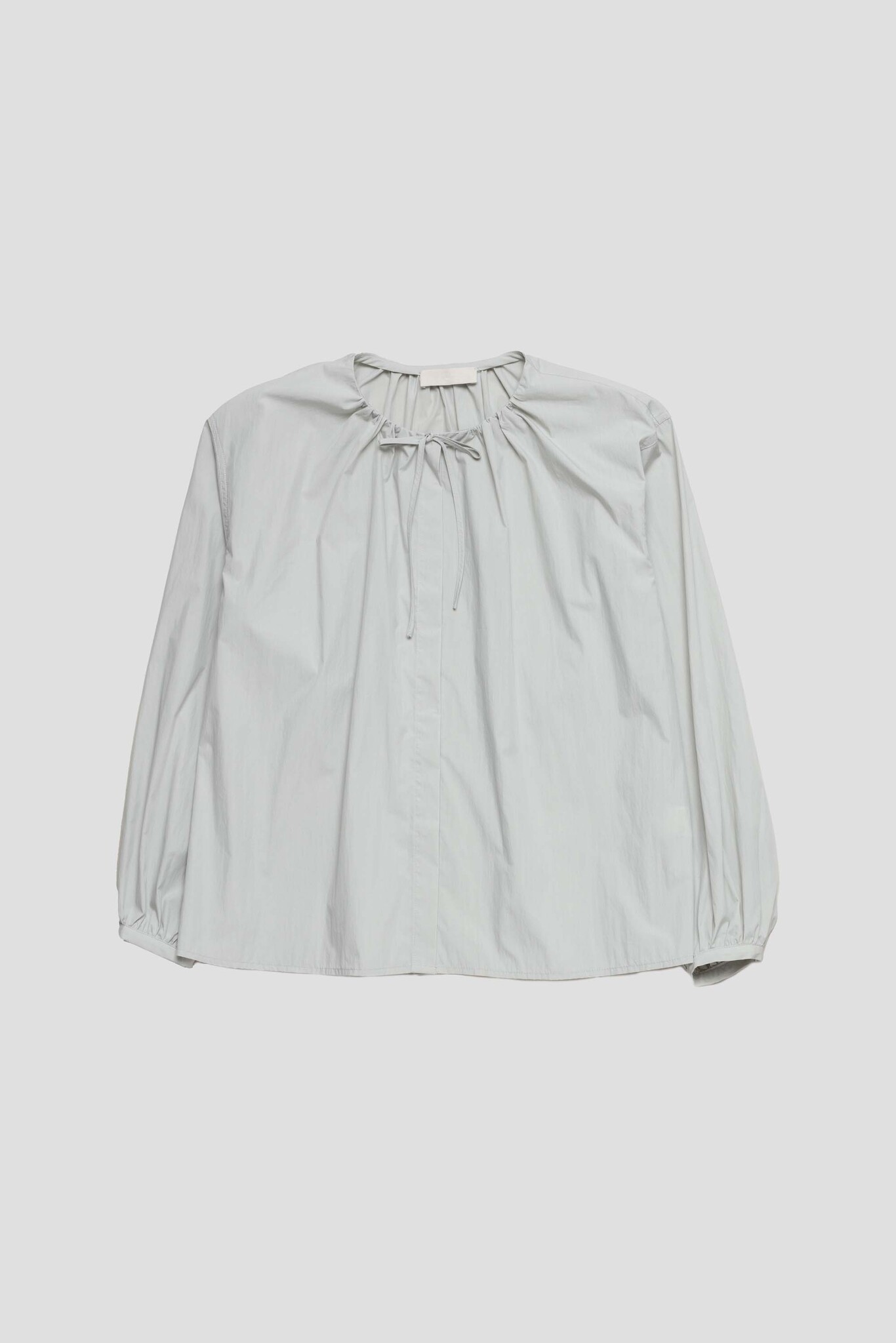 Drawstring Shirring Shirt Light Grey
