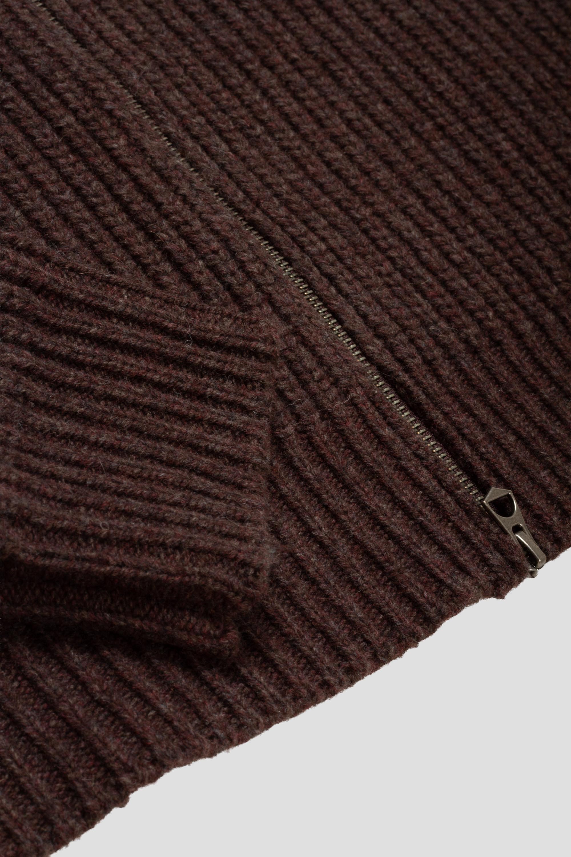 Bomber Cardigan Red Earth Melange Wool