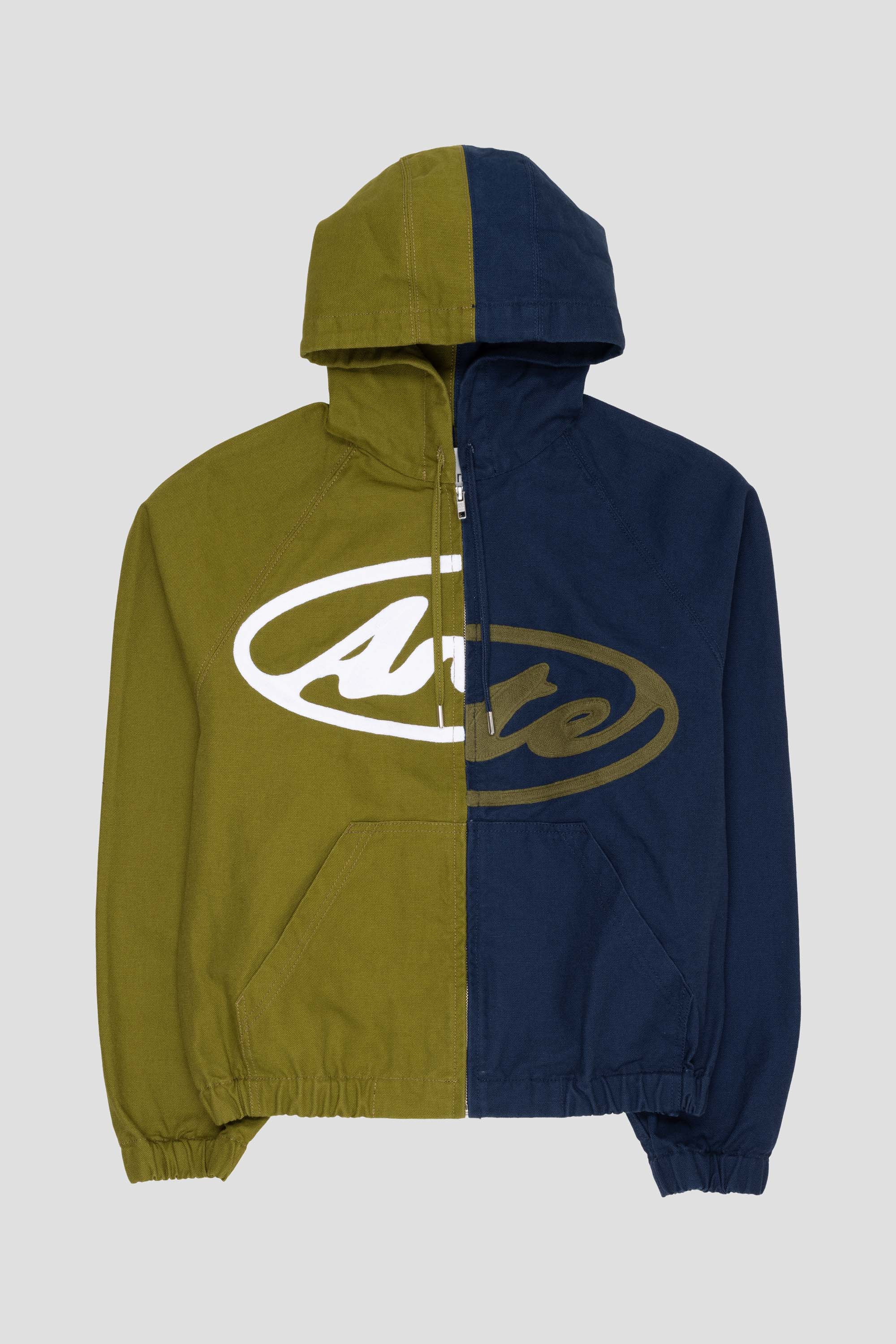 Split Logo Canvas Hood Jacket Navy/Green