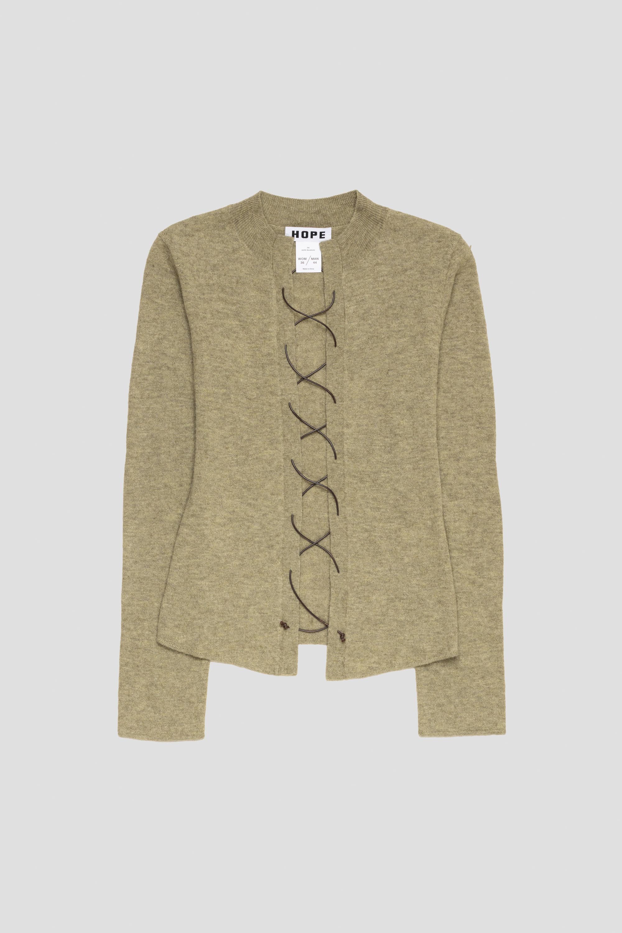 Laced Sweater Pistachio Melange Yak
