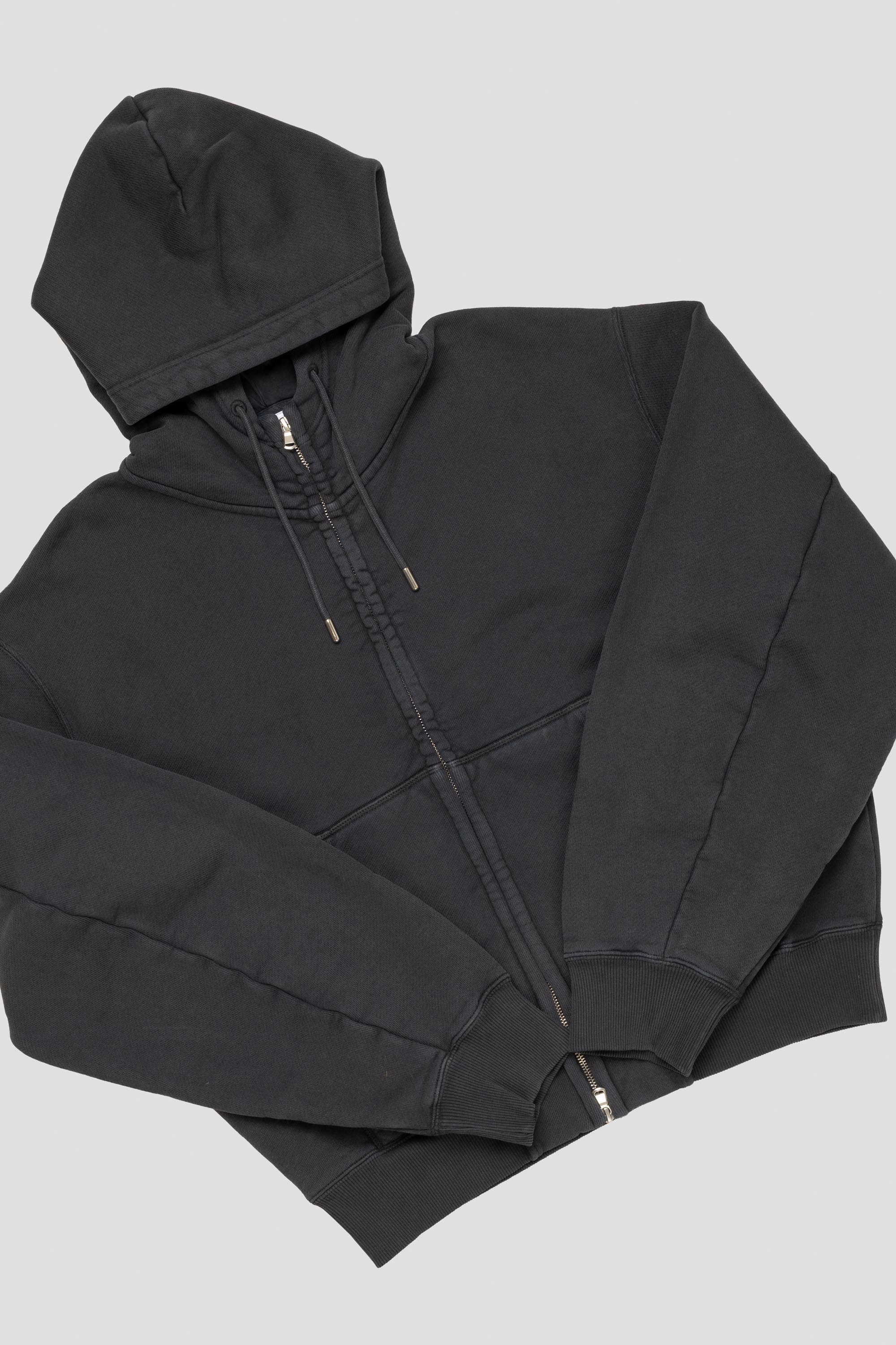 Bubble Zip Hoodie Washed Black Jersey