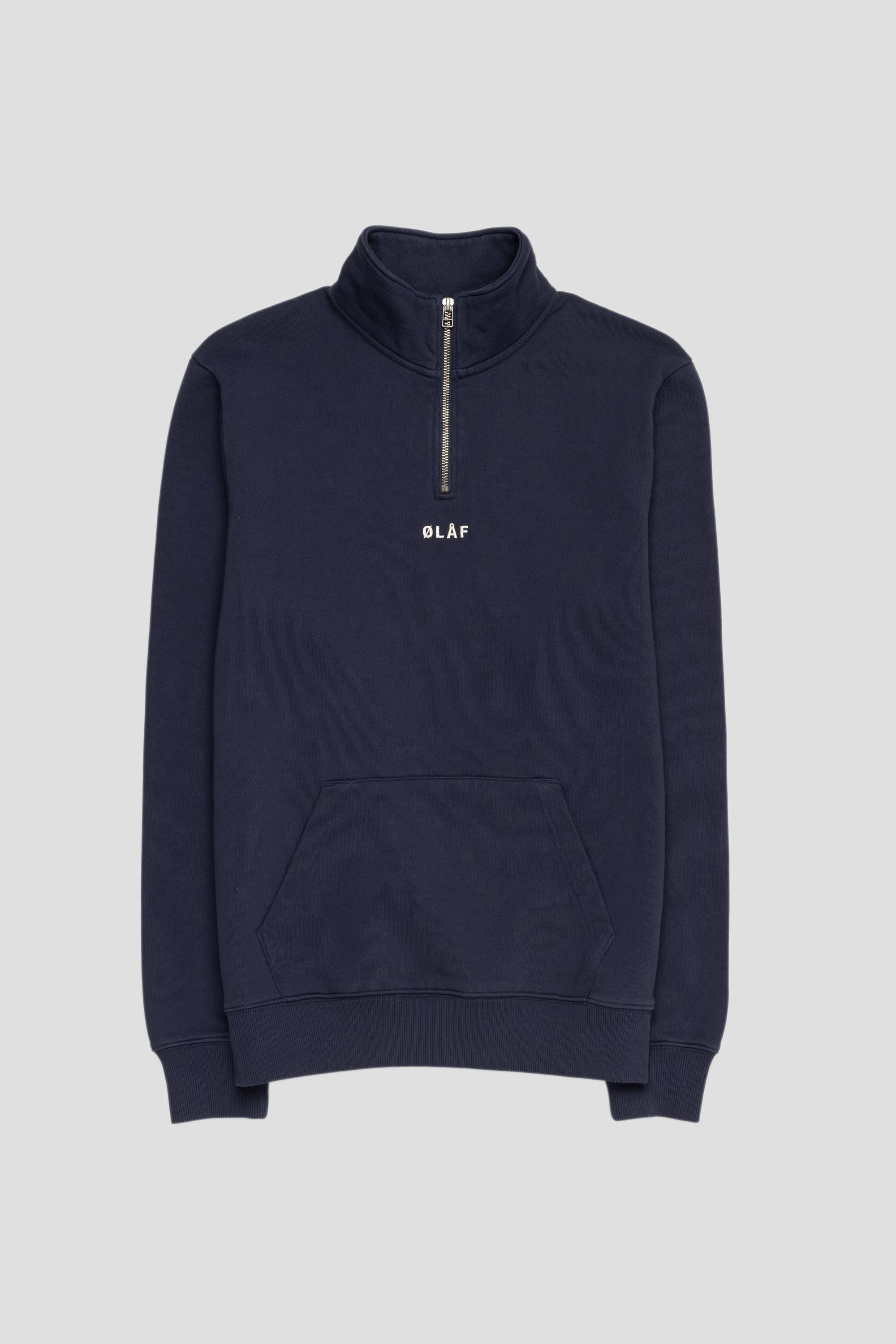 Block Zip Mock Navy