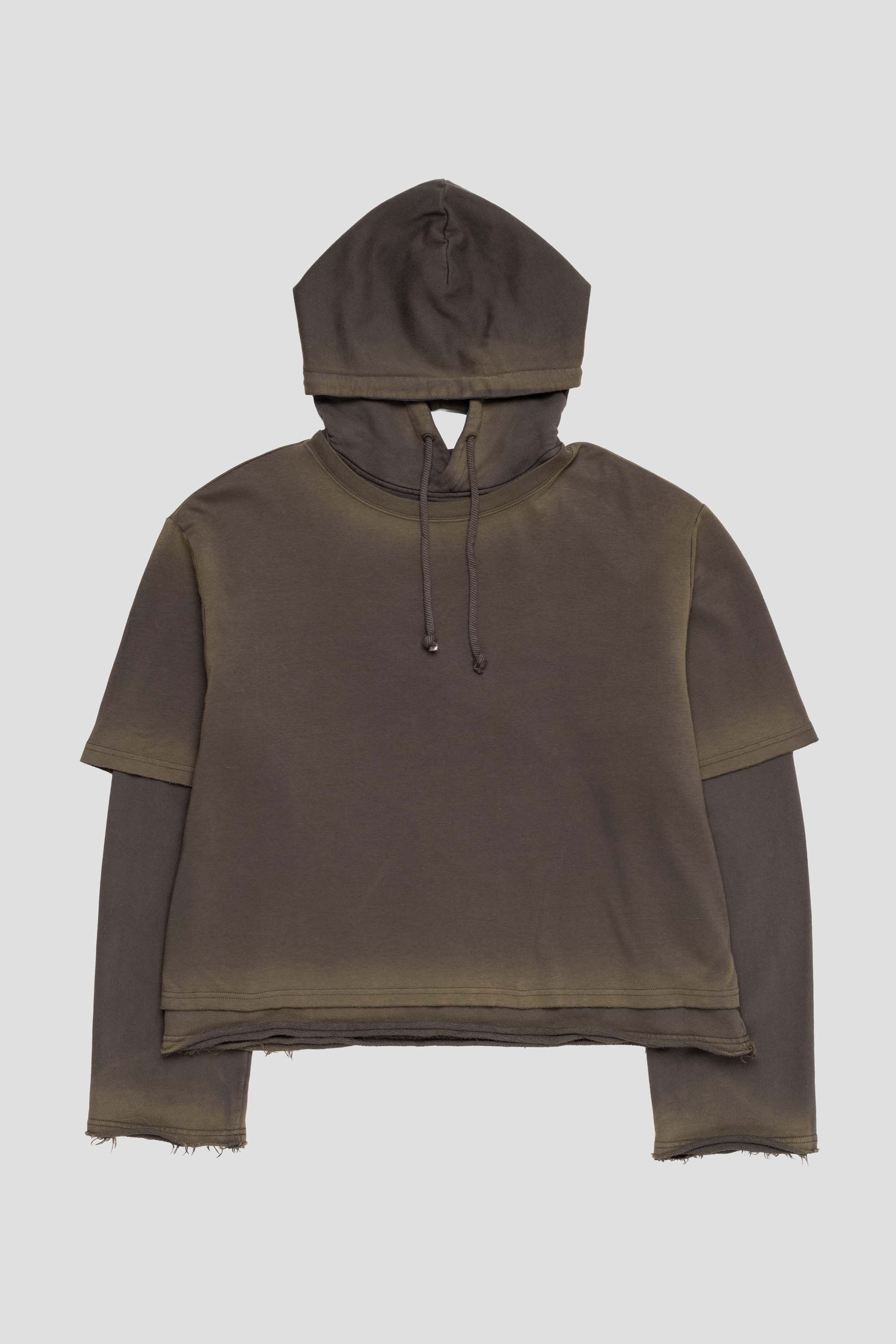 Washed Layered Hoodie Faded Black