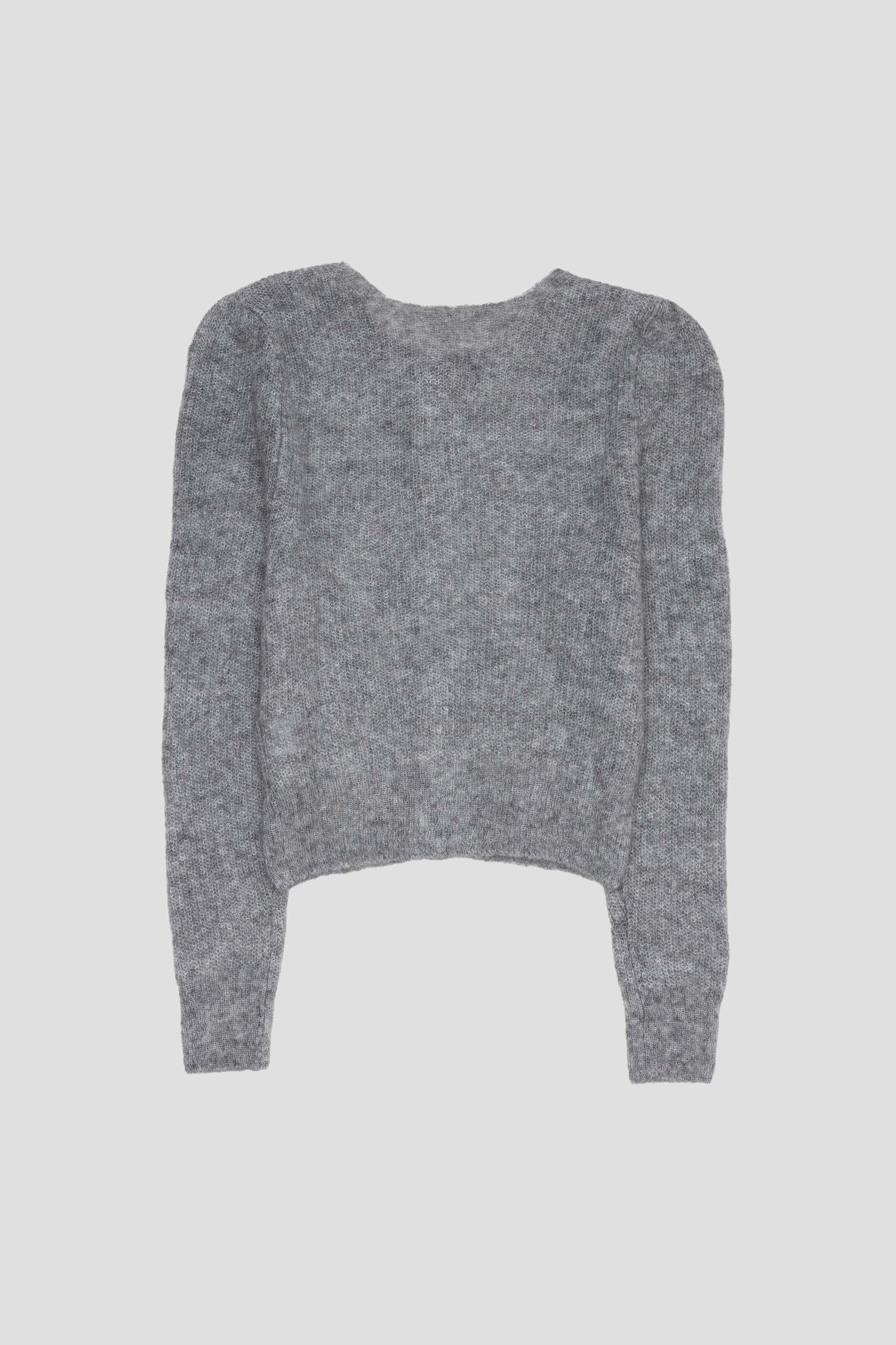 Round Neck Sheer Cardigan Melange Grey