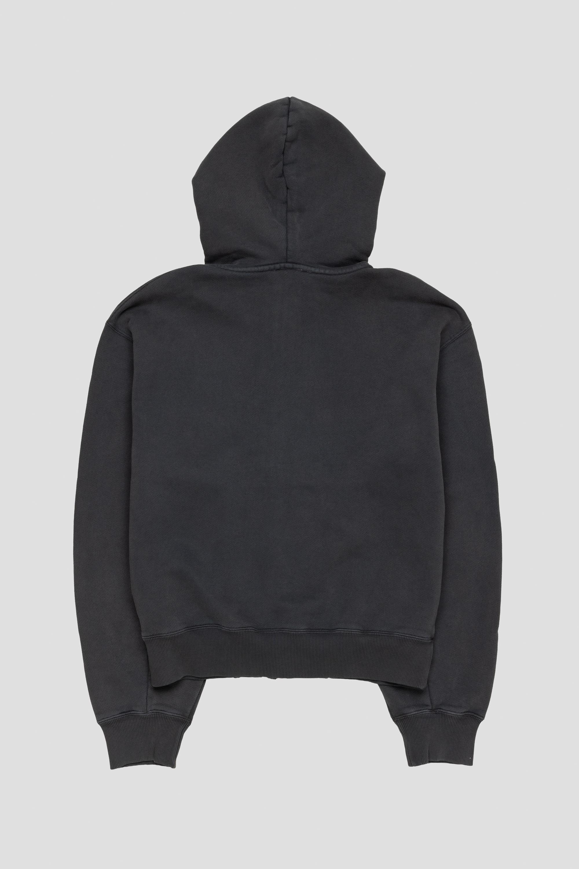 Bubble Zip Hoodie Washed Black Jersey