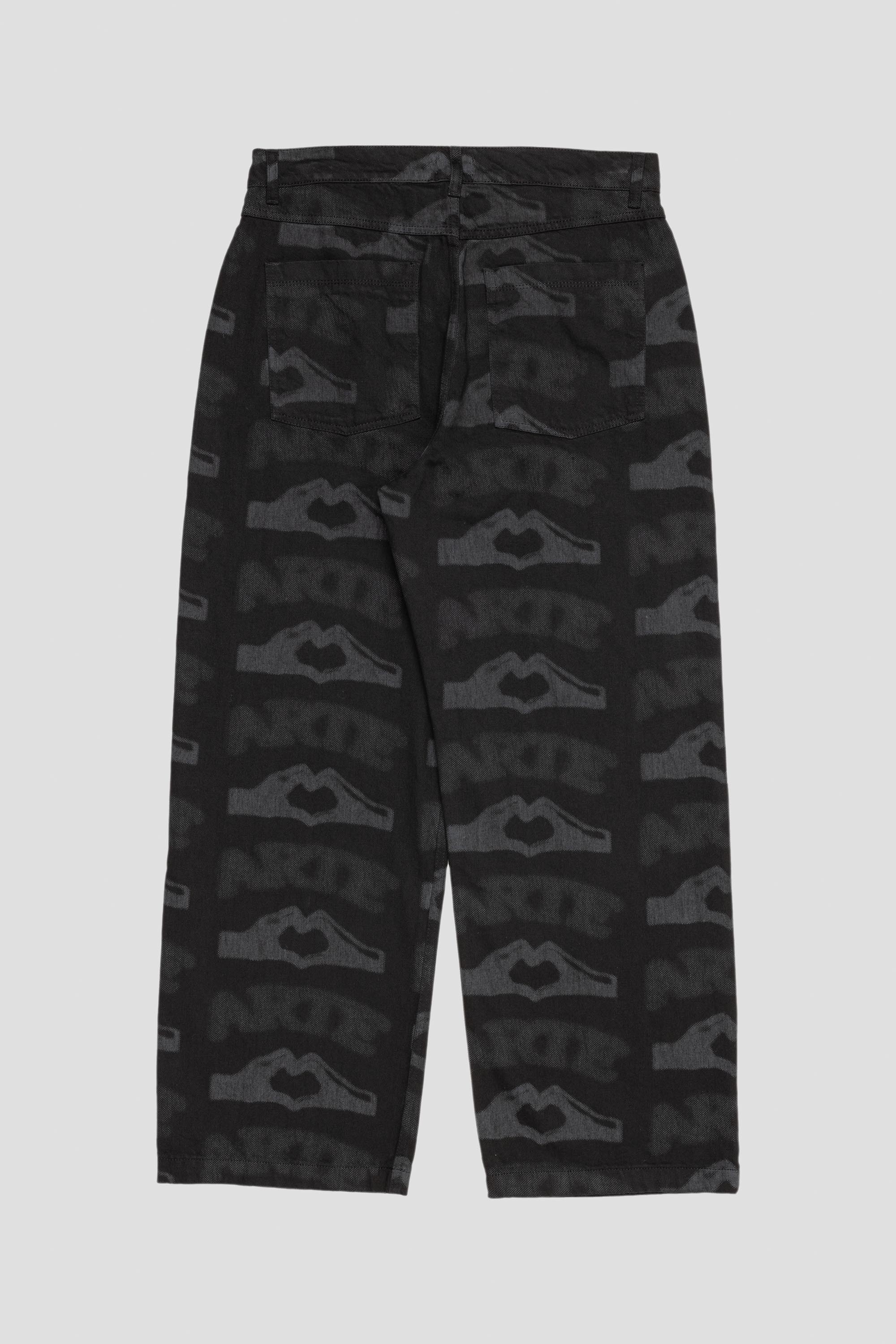 Heart Printed Pants Black