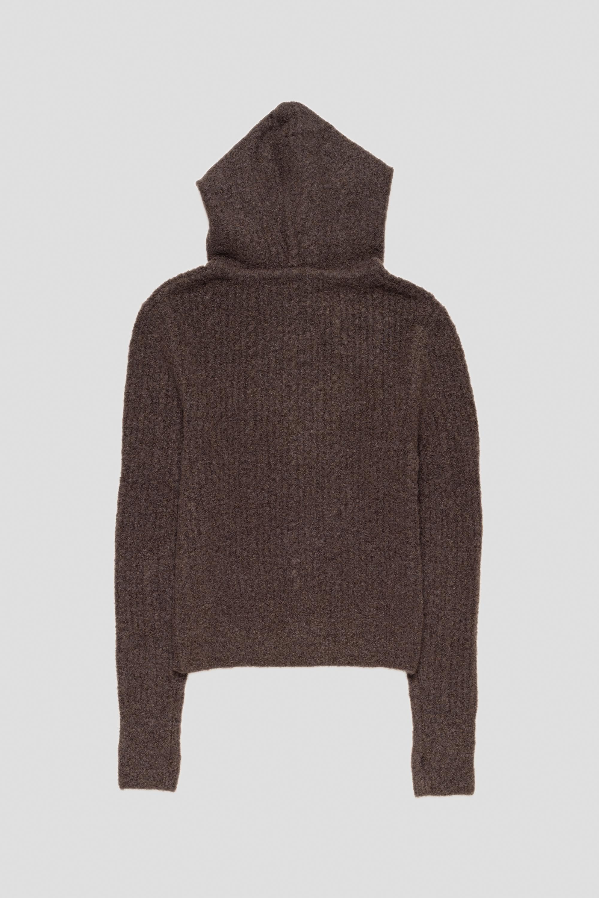 Boucle Hooded Knit Dark Brown