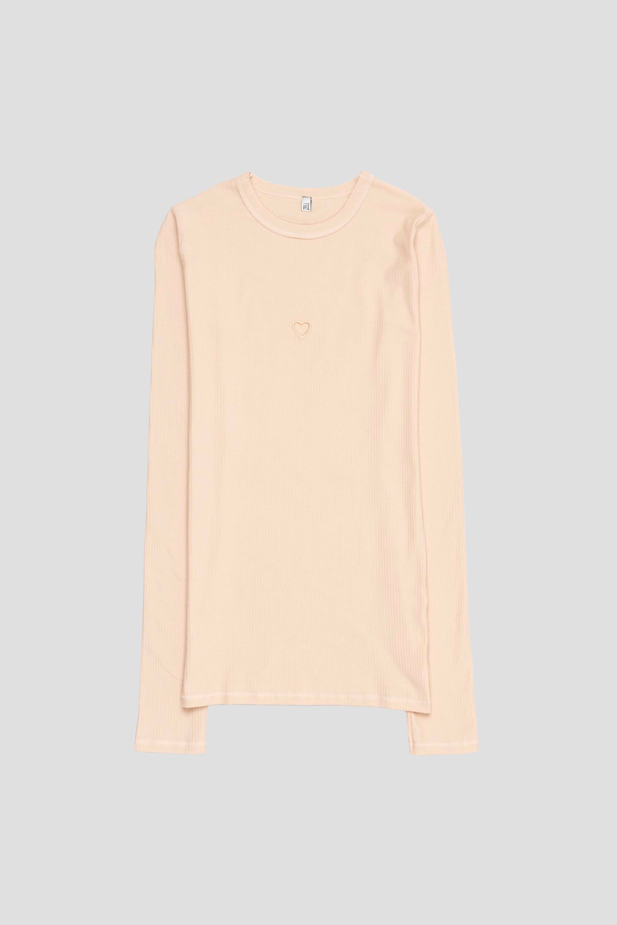 Heart Long Sleeve Tee Tin Beige