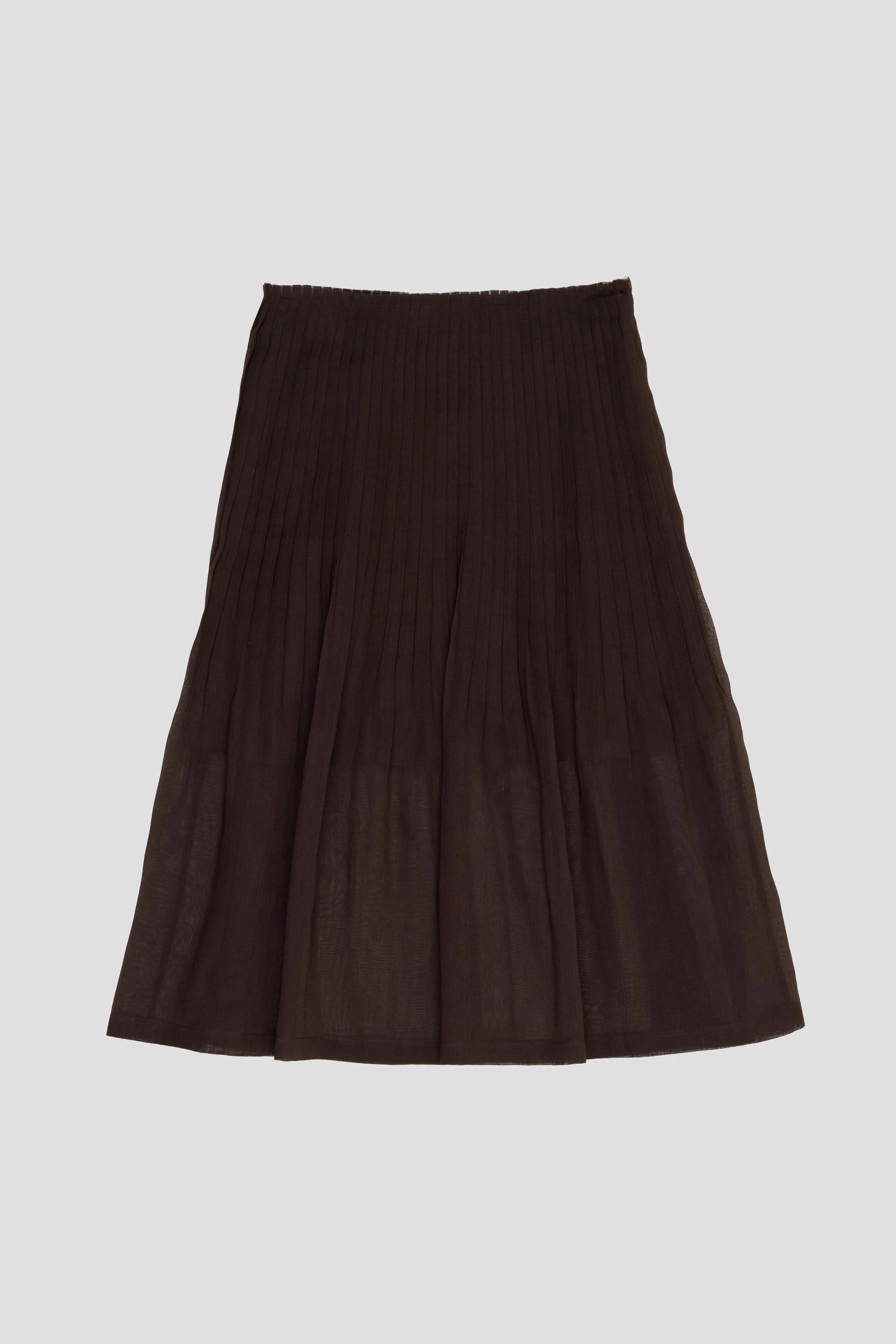 Pleated Midi Skirt Brown