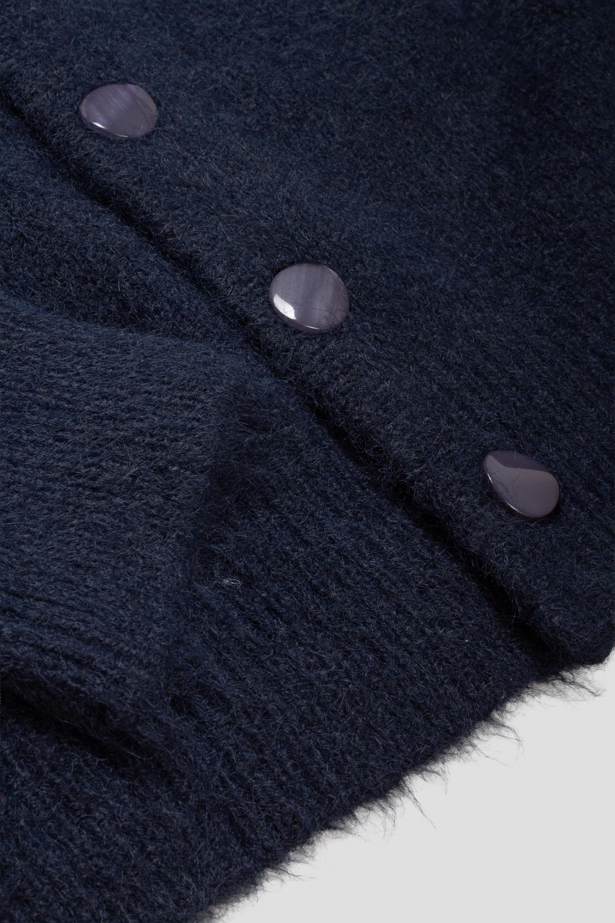 Mohair Button Hoodie Navy