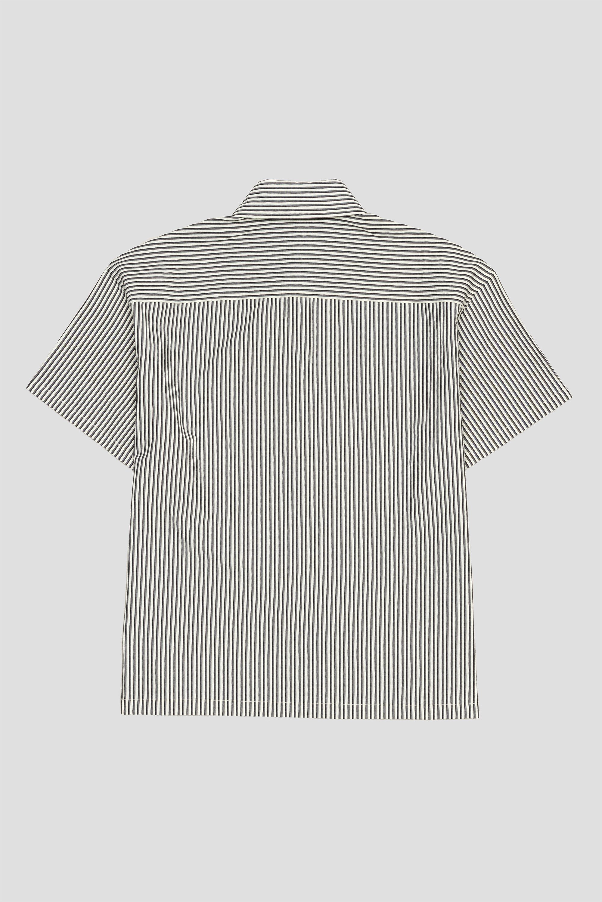 Boxy Seersucker Stripe Shirt SS Charcoal