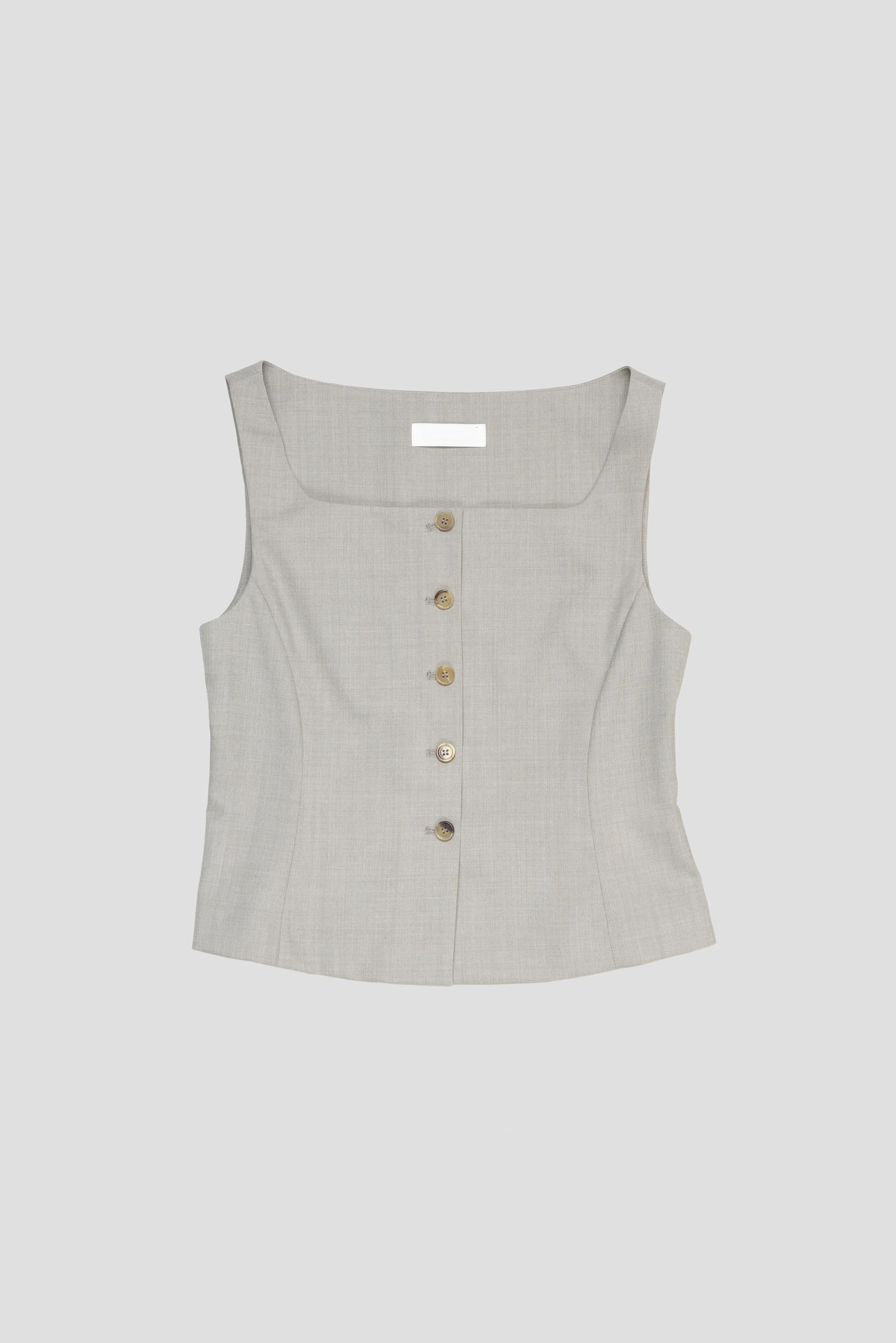 Scoop Neck Two Way Vest Beige