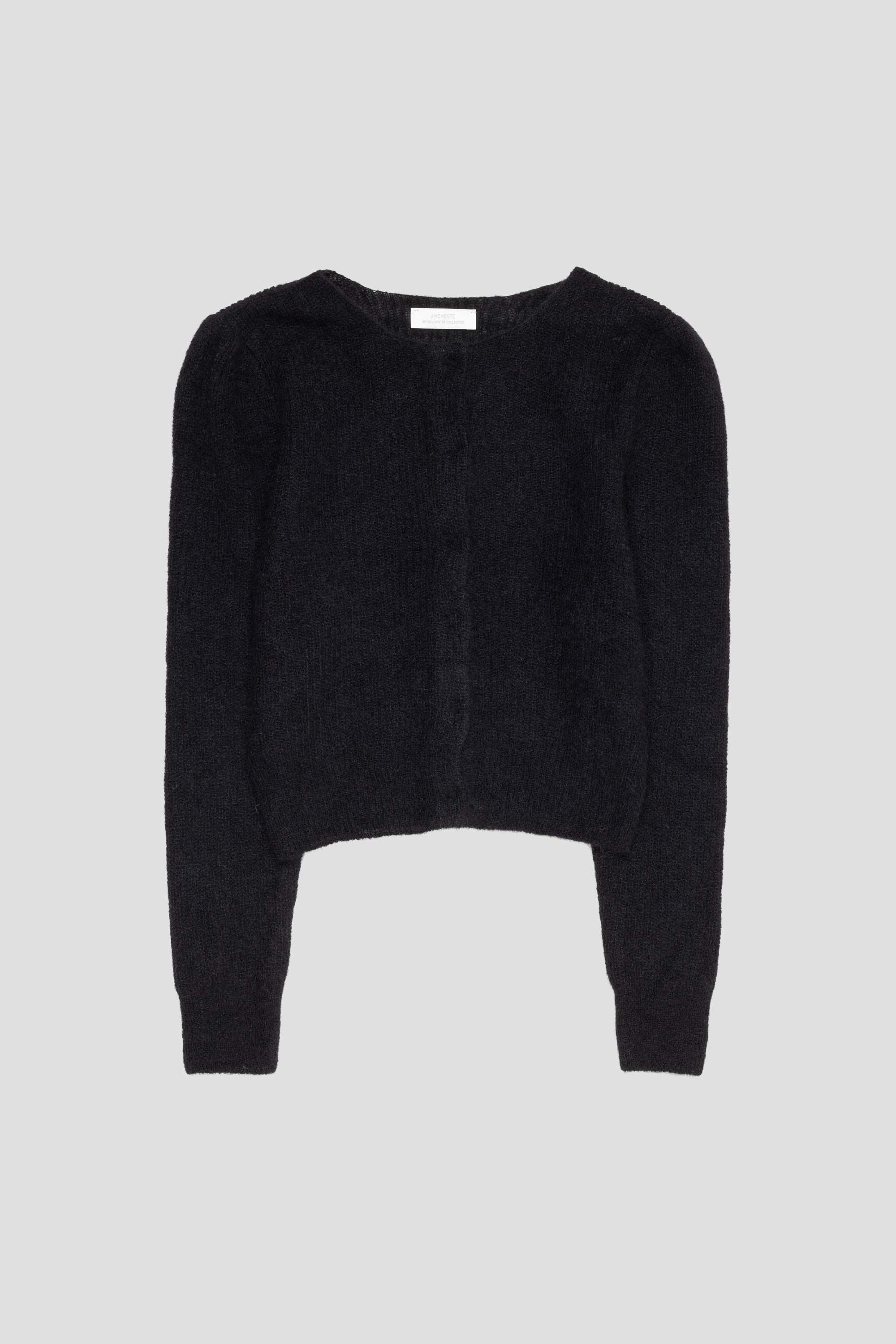 Round Neck Sheer Cardigan Black