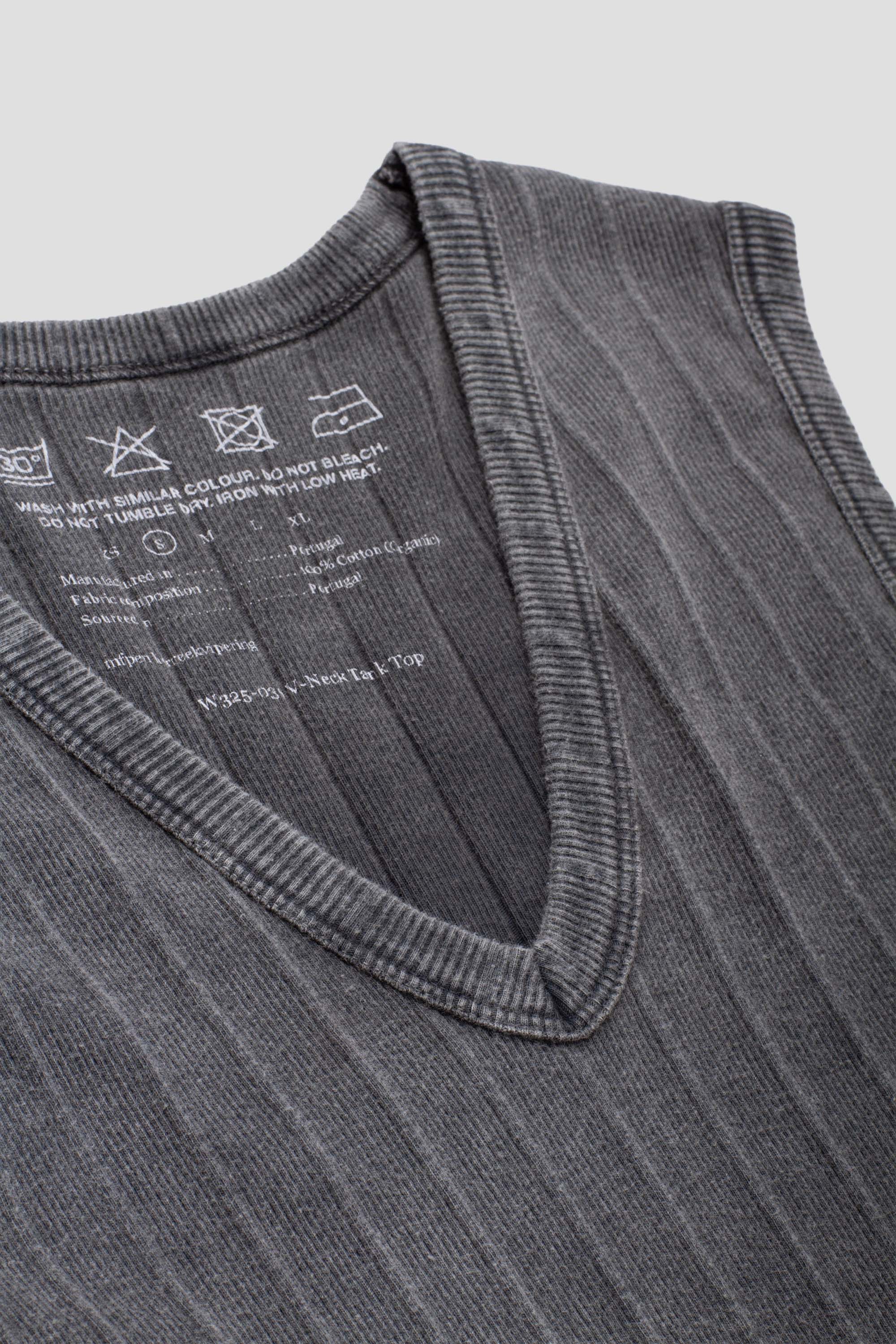 Women's V-Neck Tank Top Washed Graphite Rib