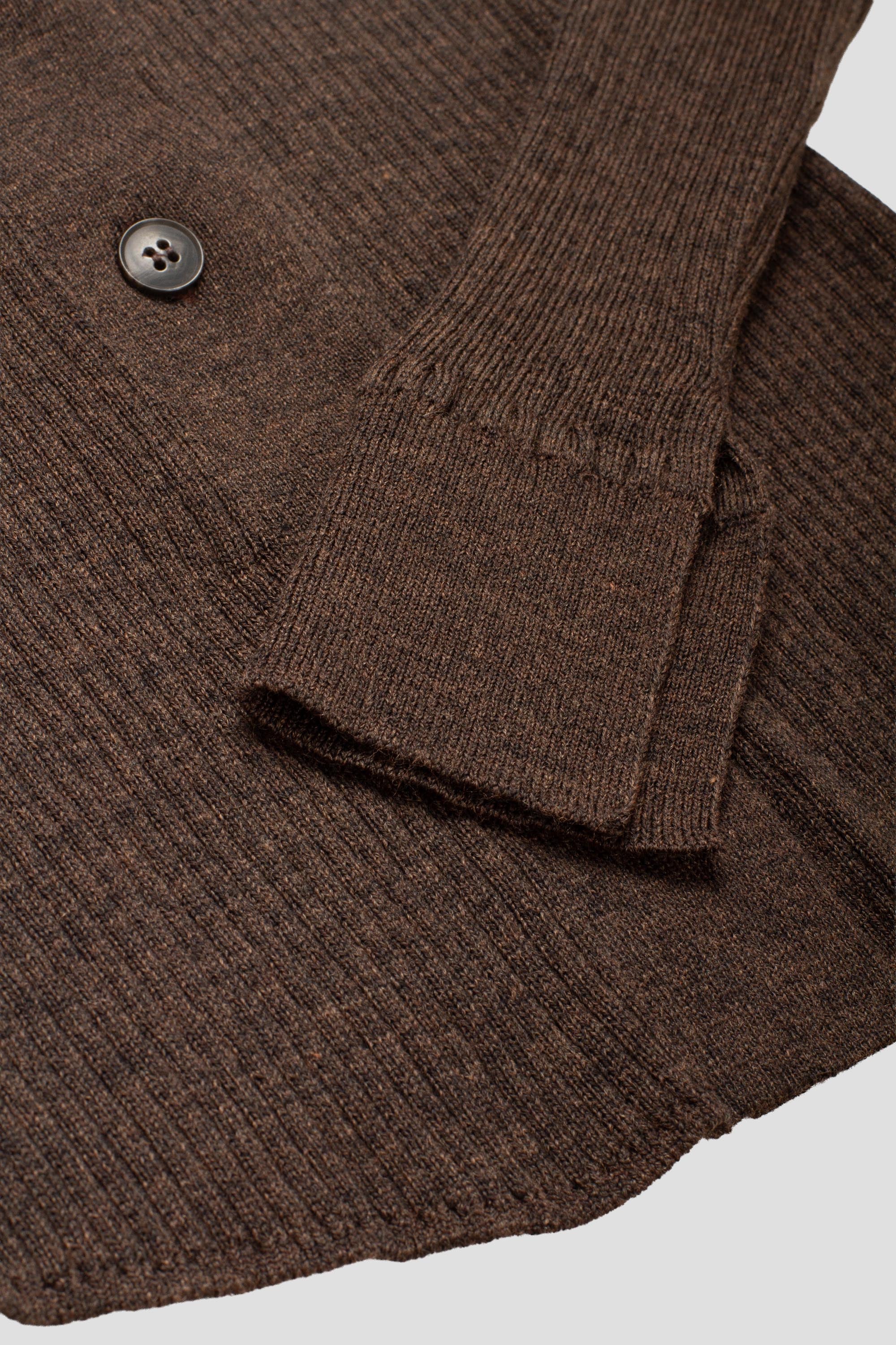 Women's Knitted Rib Shirt Dark Brown