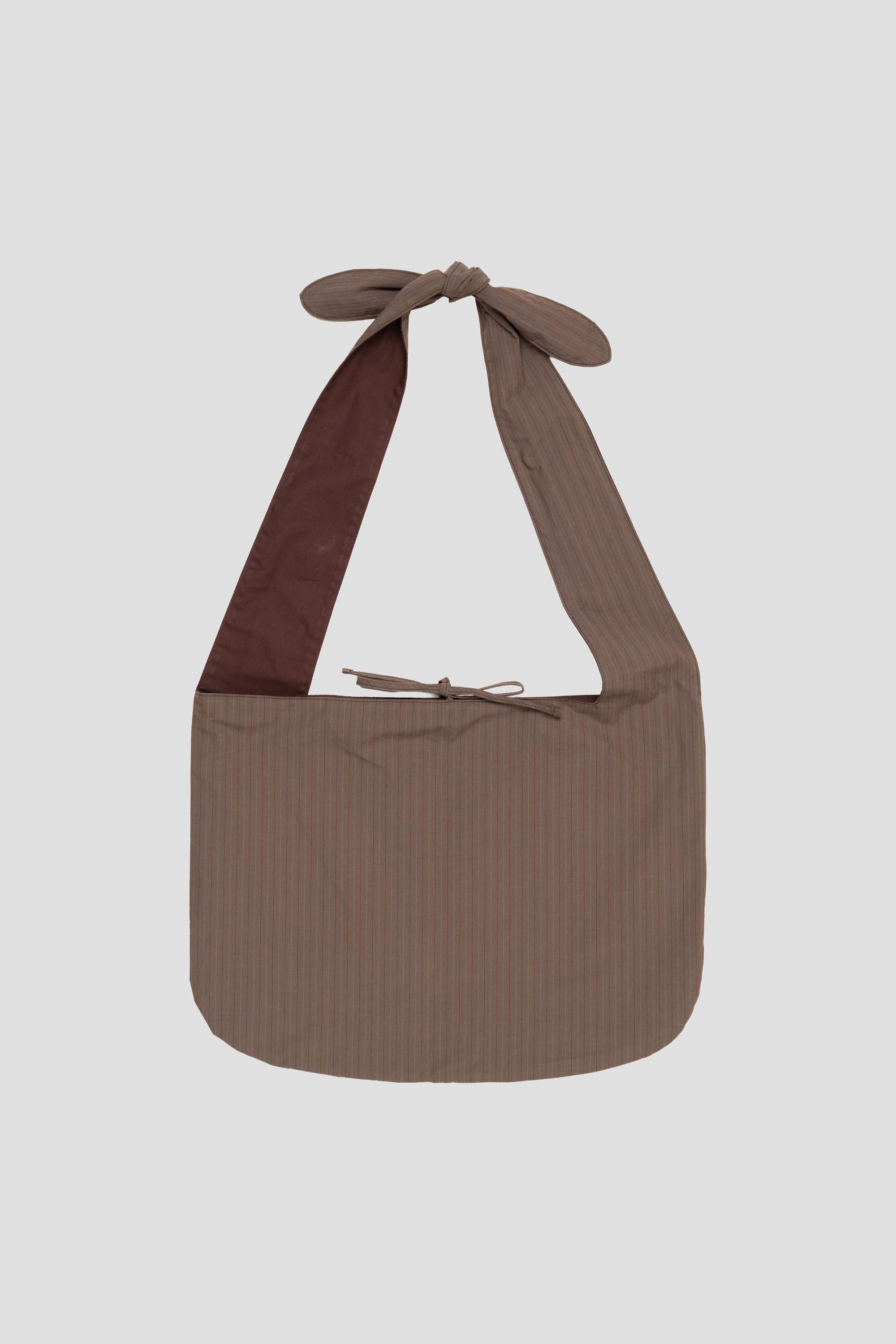 Stripe Large Shoulder Bag Brown