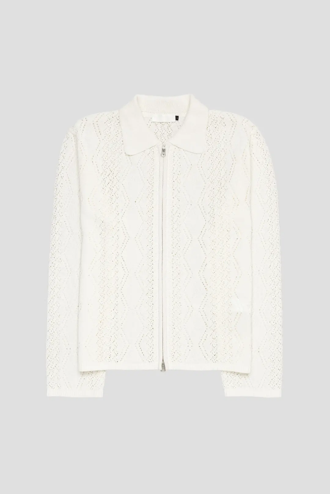 AmomentoCrochet Zip-Up Cardigan White