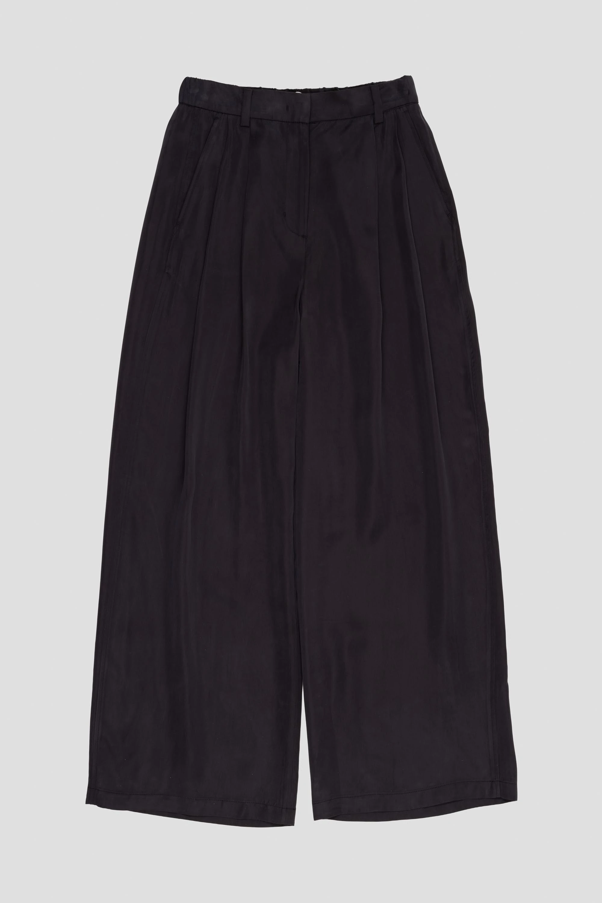 Women's Cupro Two Tuck Wide Pants Black