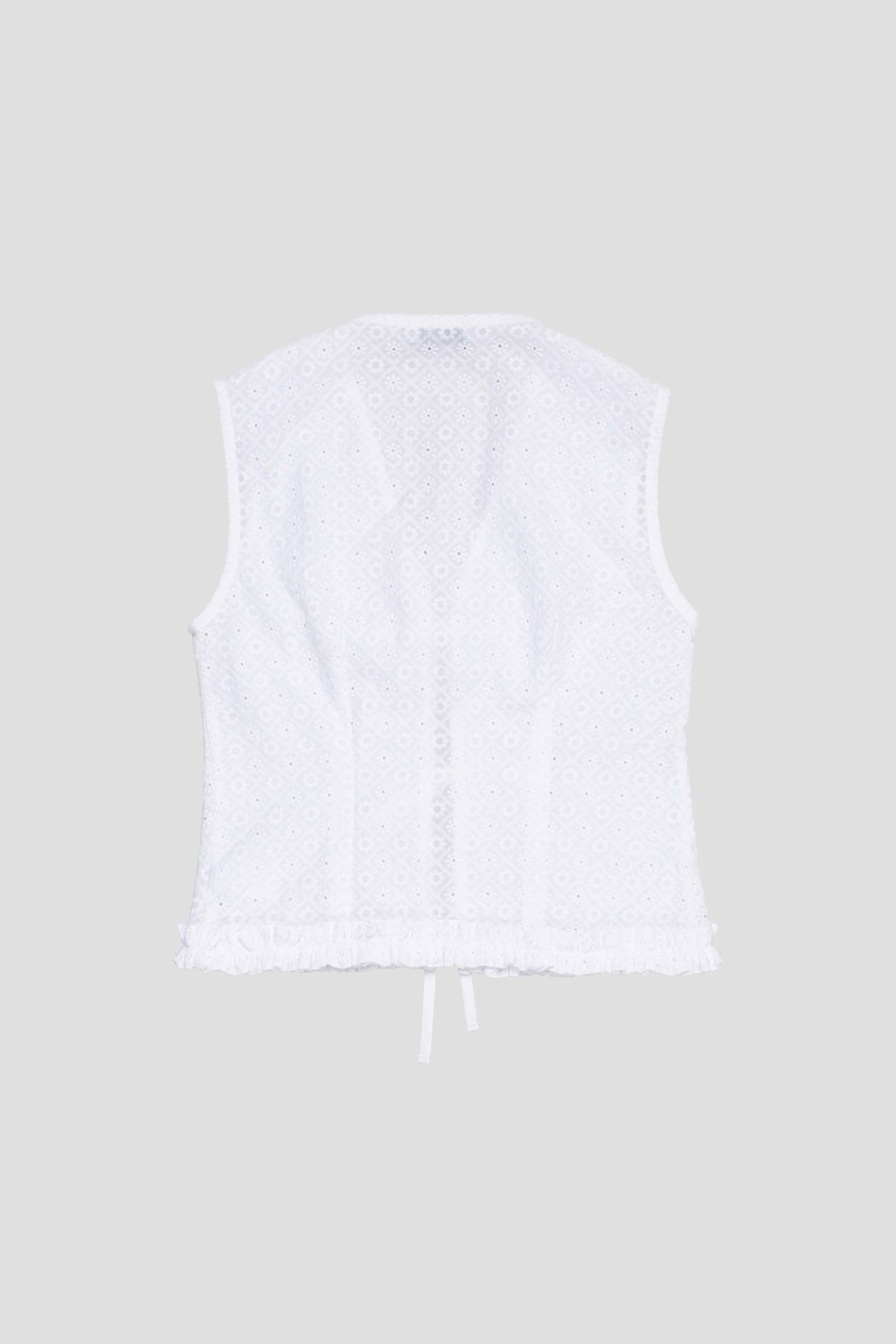 Broderie Ruffle Shirt White