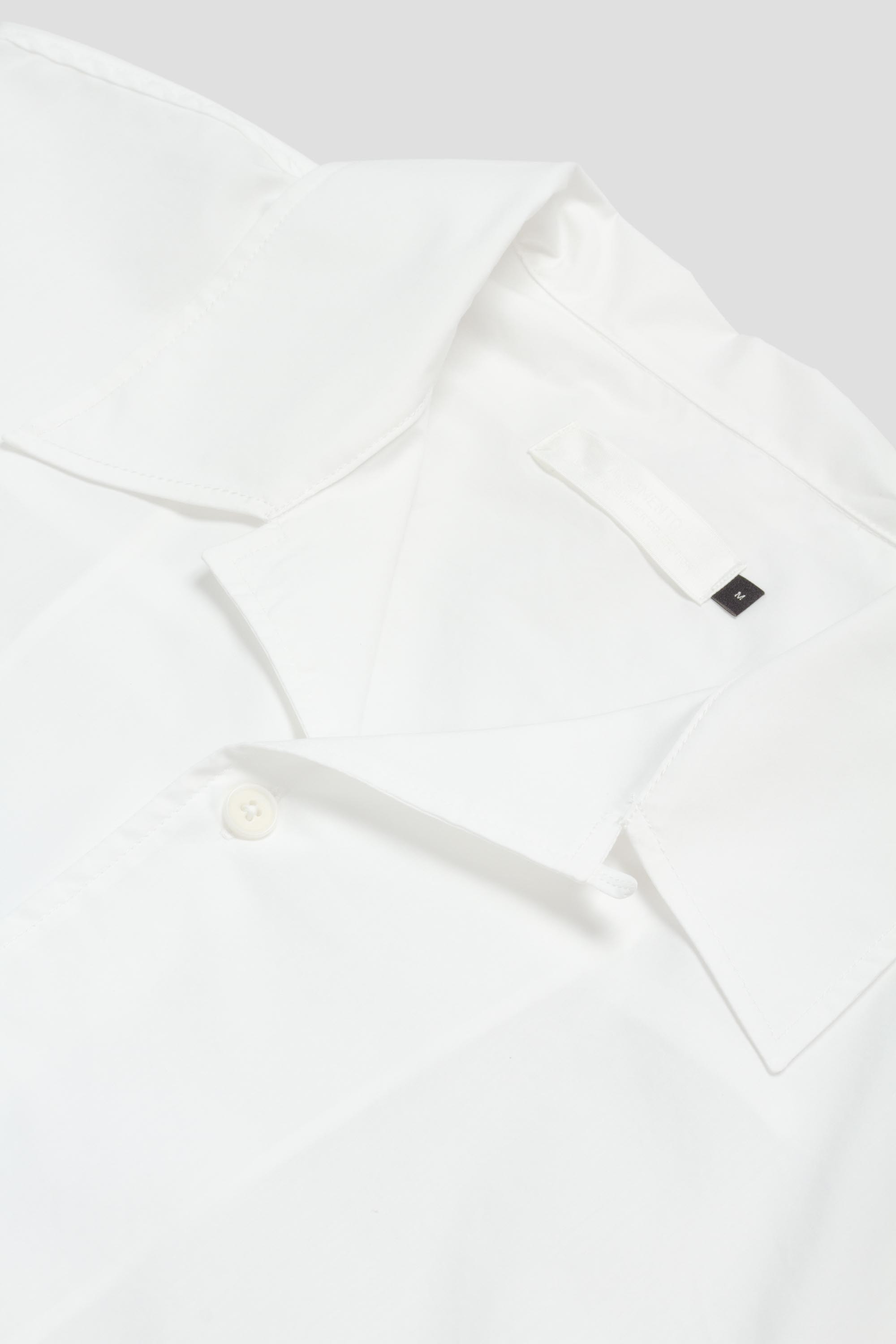 Open Collar Half Shirt White