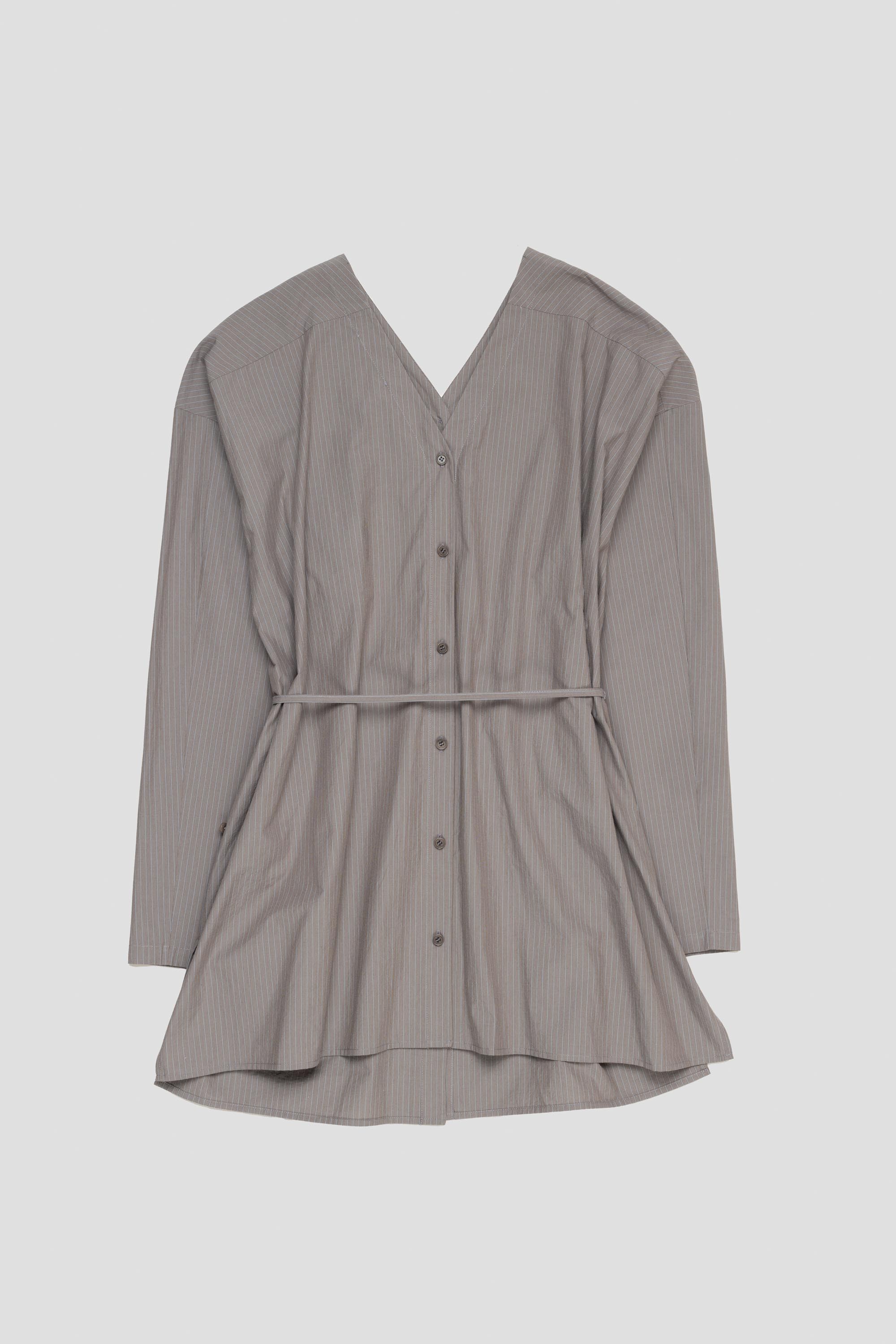 Stripe Shirt Dress Grey