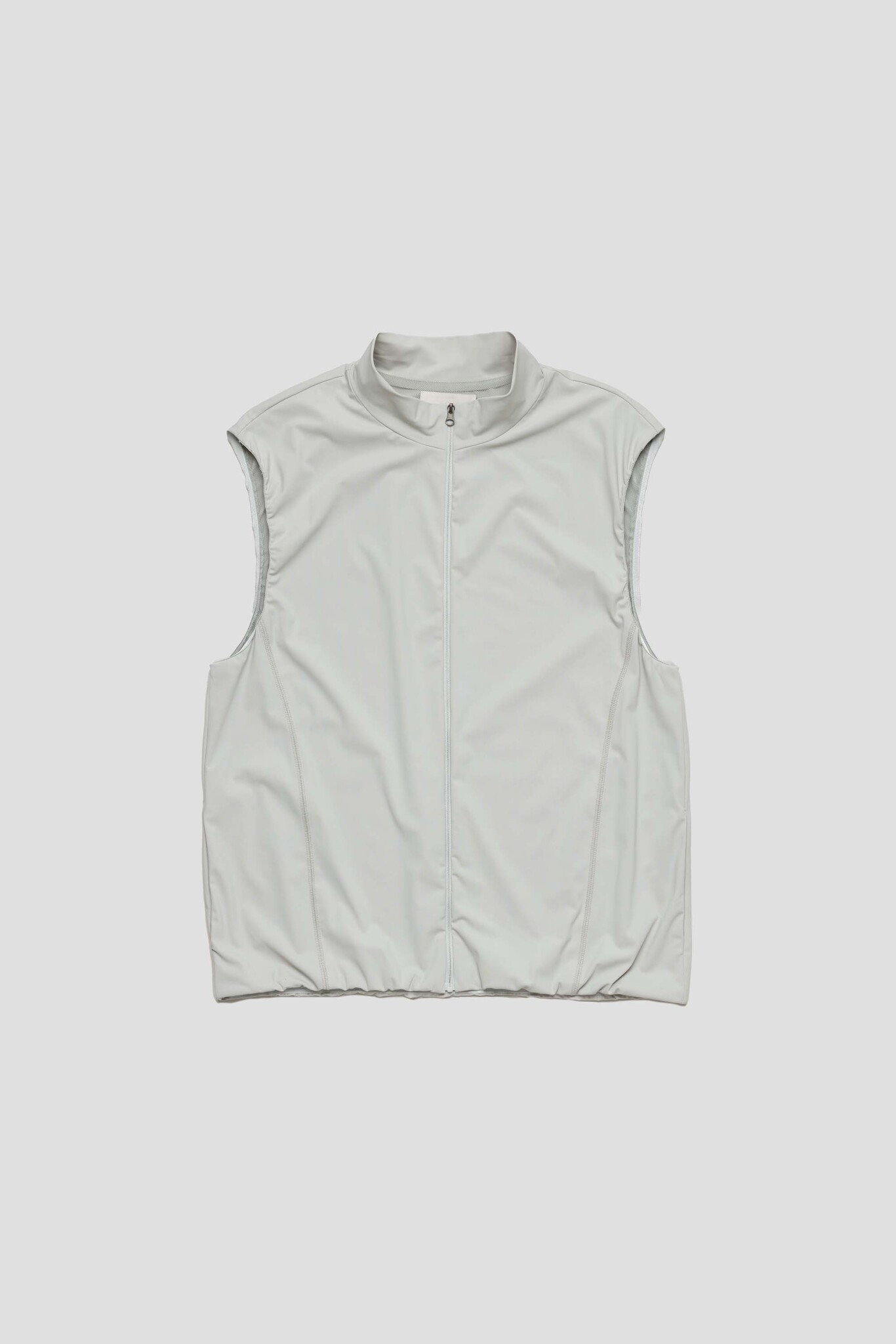 High Neck Zip-Up Vest Light Grey