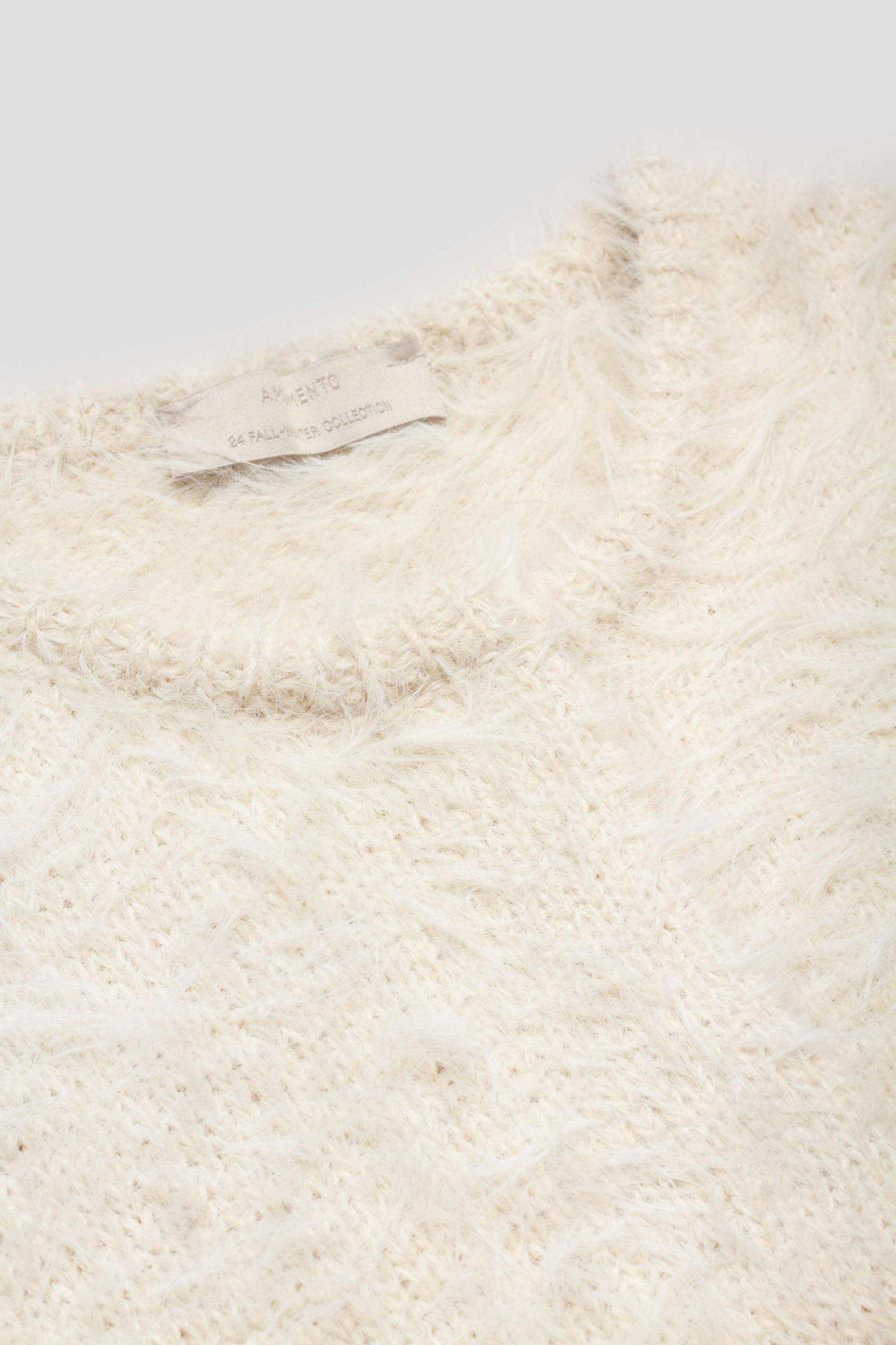 Shaggy Cropped Cardigan Ivory