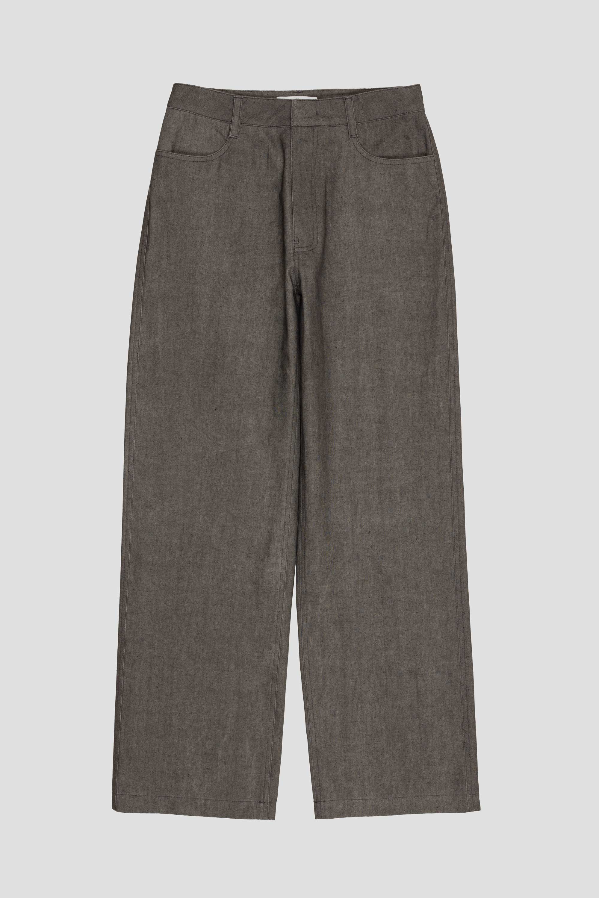 Linen Straight Pants Brown