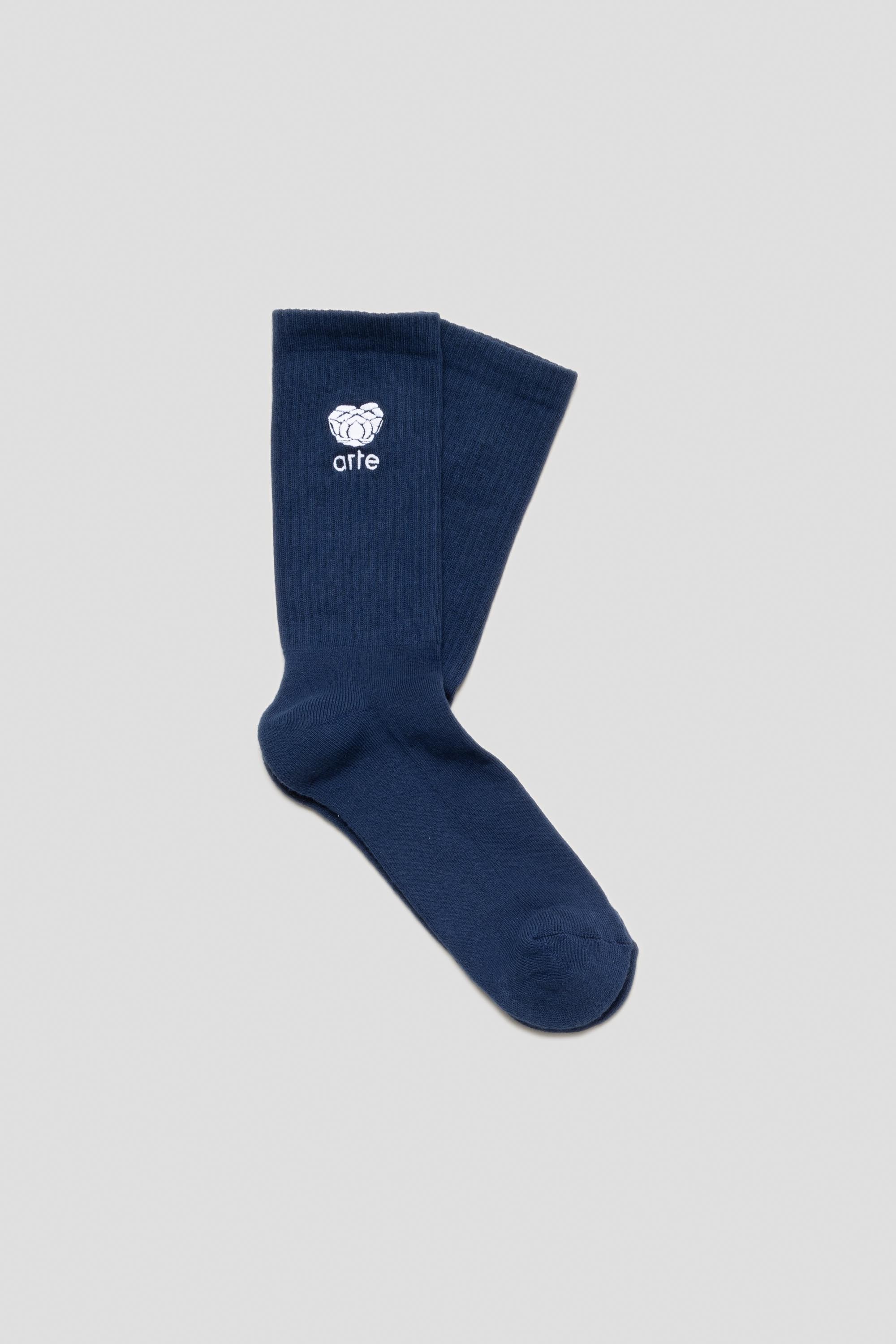 Heart Flower Logo Socks Navy