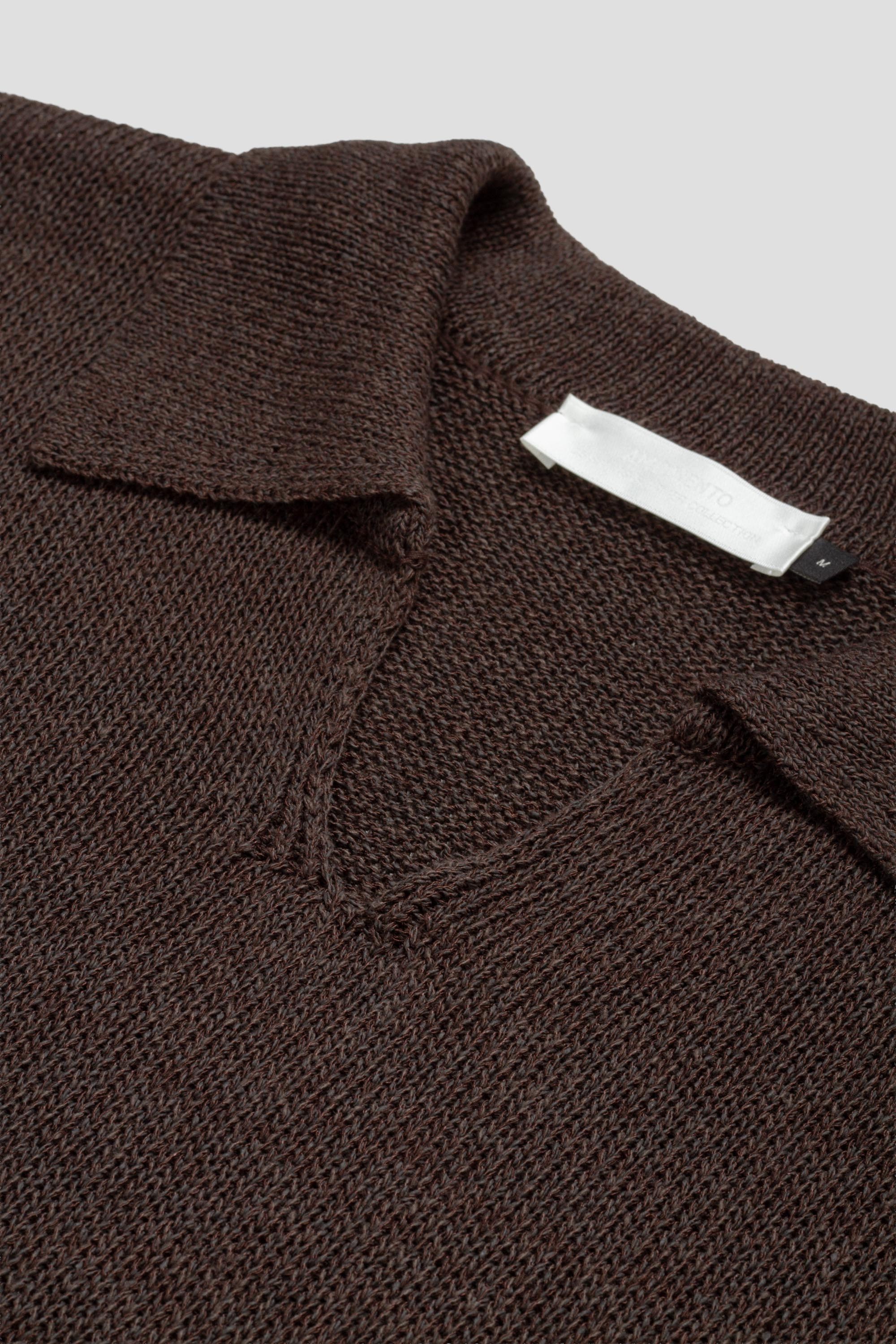 Paper Yarn Collar Knit Dark Brown