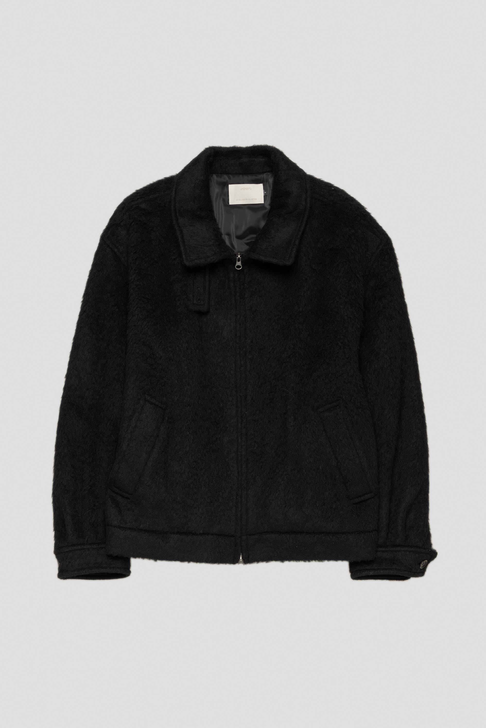 Hairy Oversized Zip-Up Blouson Black