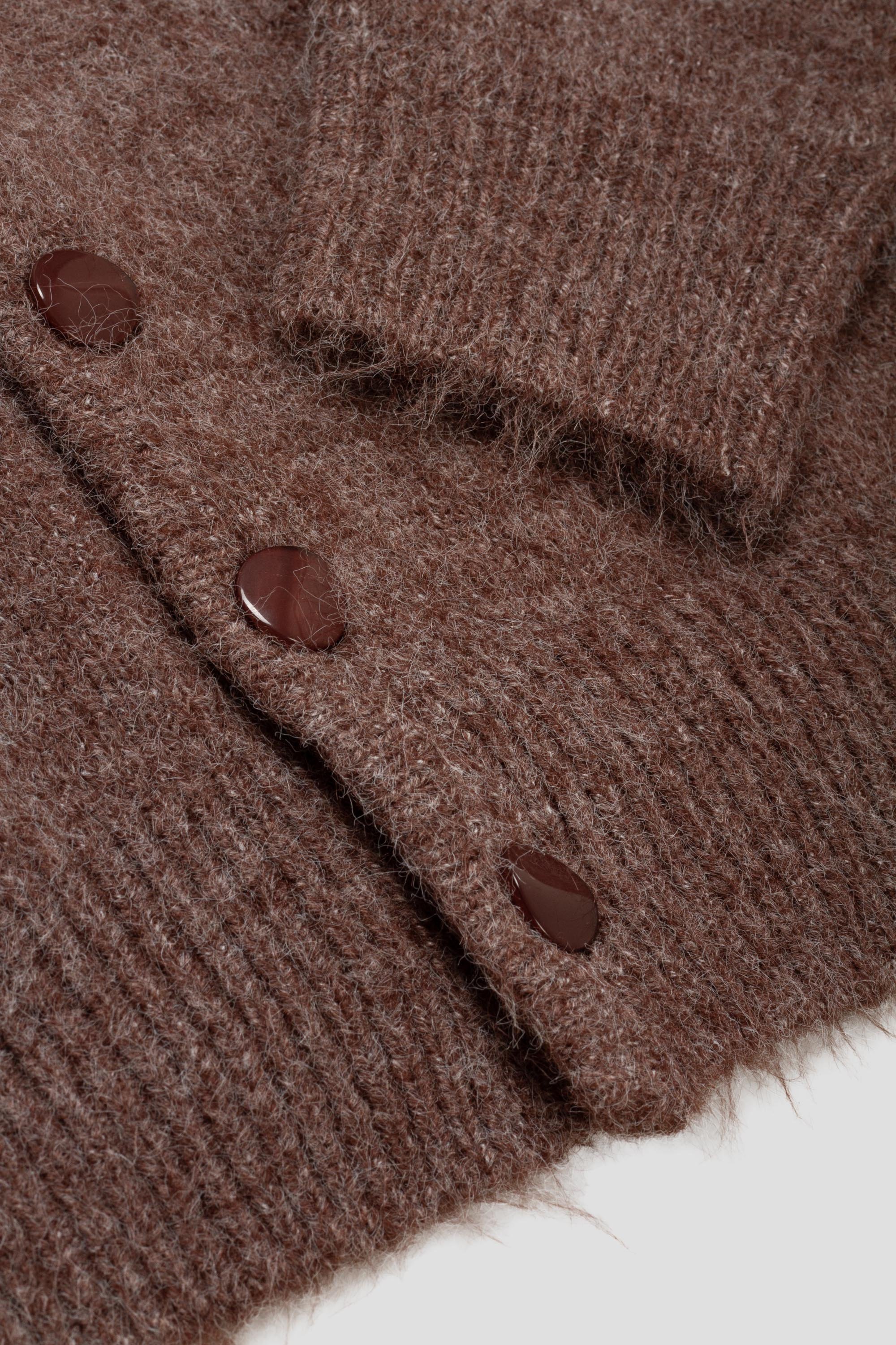 Mohair Button Hoodie Chestnut