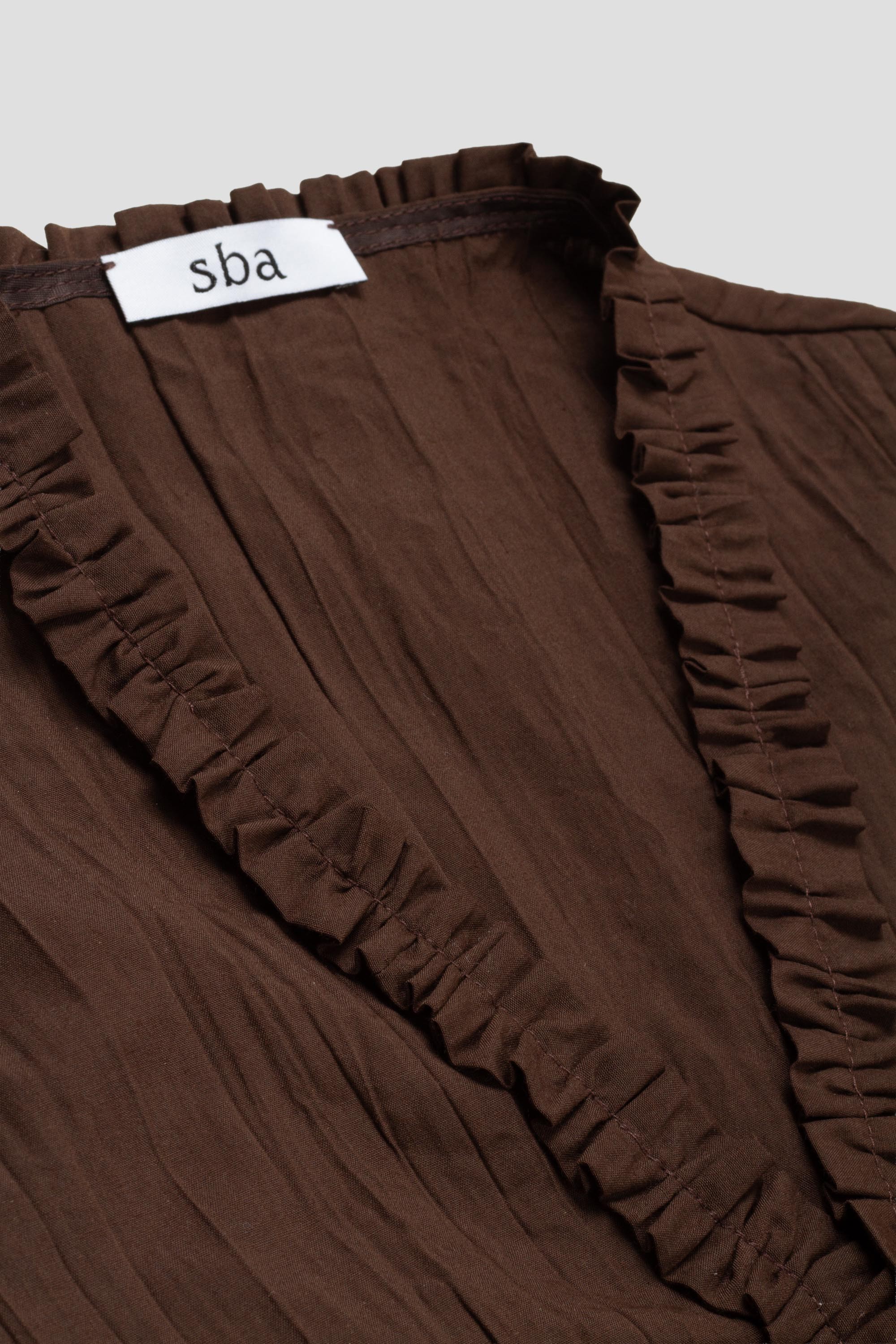 Crinkle Ruffle Shirt Chocolate
