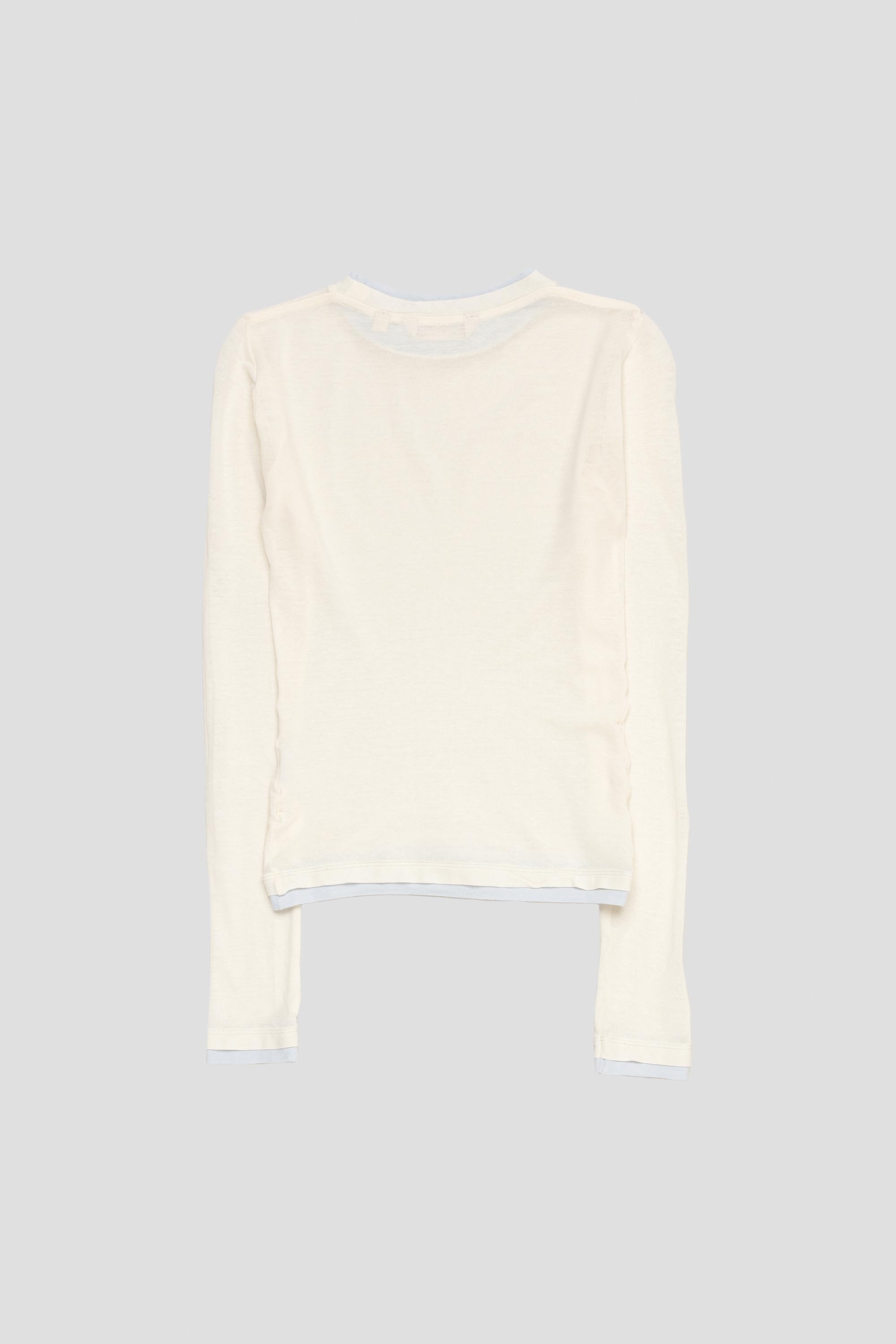 Women's Retro Logo Double Layer Top LS Off White