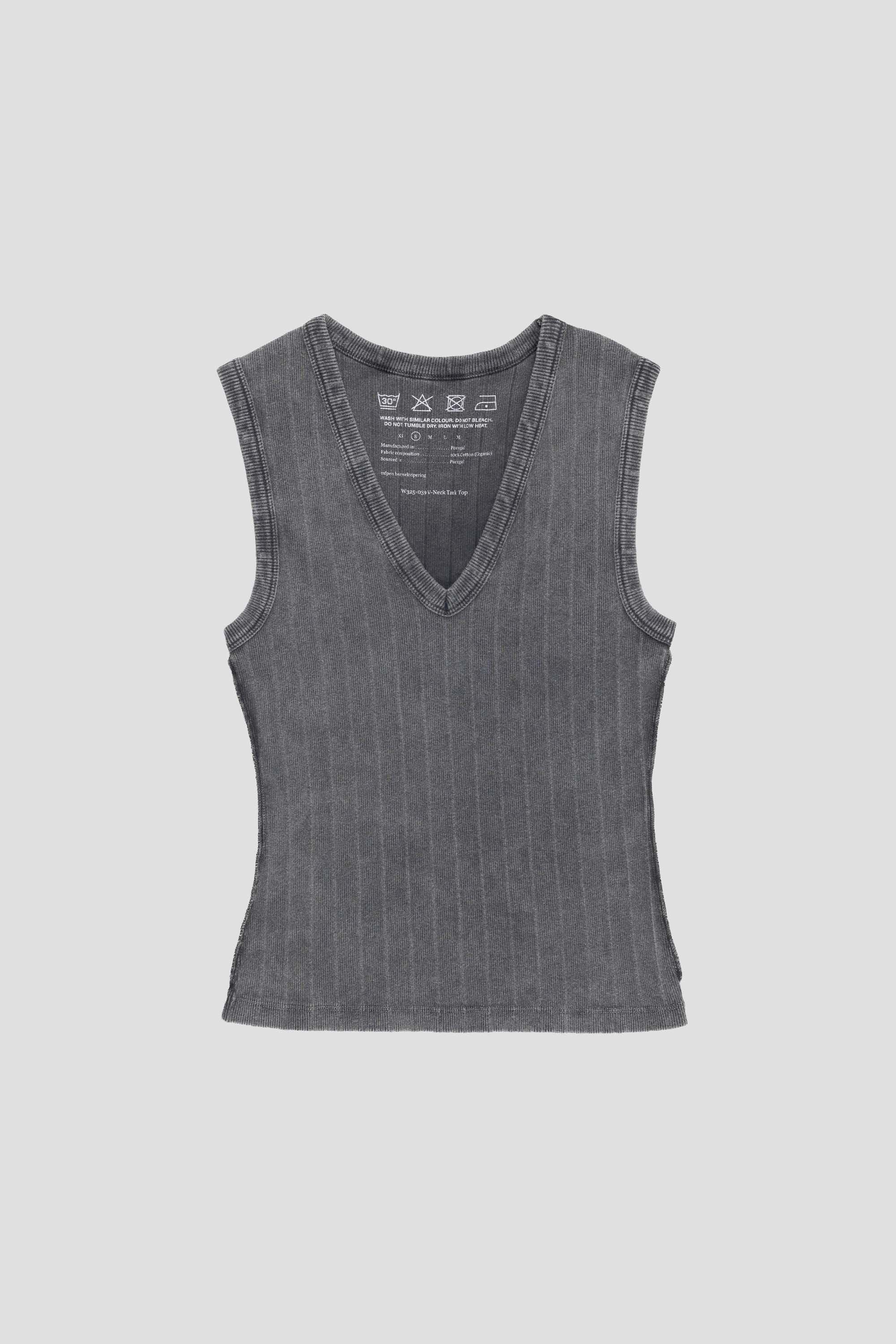 Women's V-Neck Tank Top Washed Graphite Rib