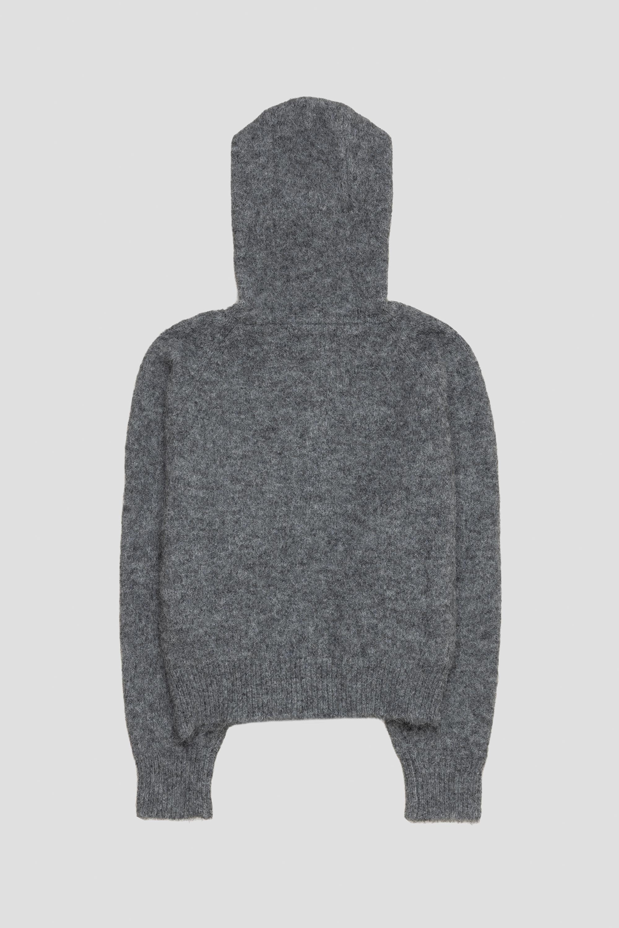Mohair Button Hoodie Stone