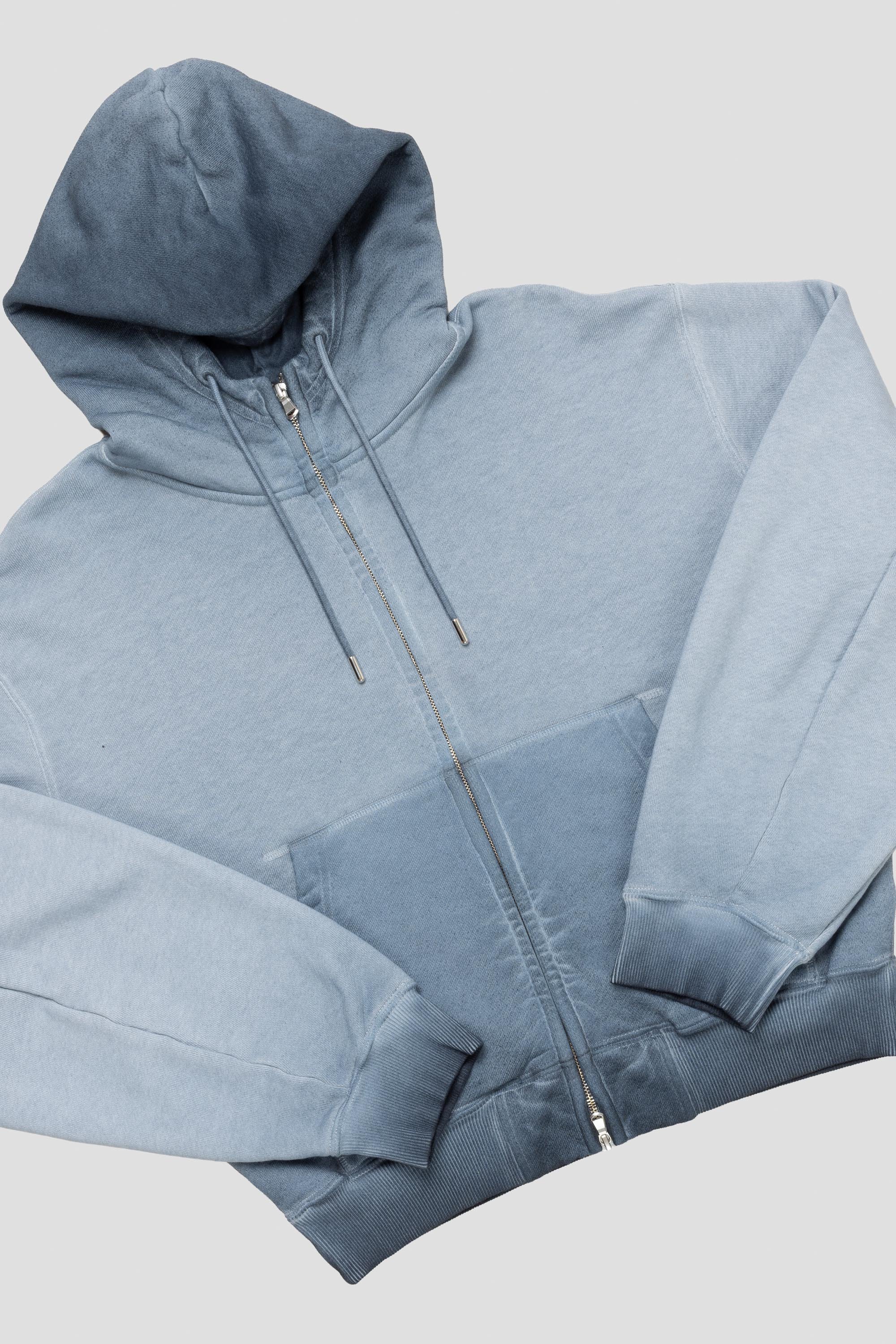 Bubble Zip Hoodie Ocean Blue Wash