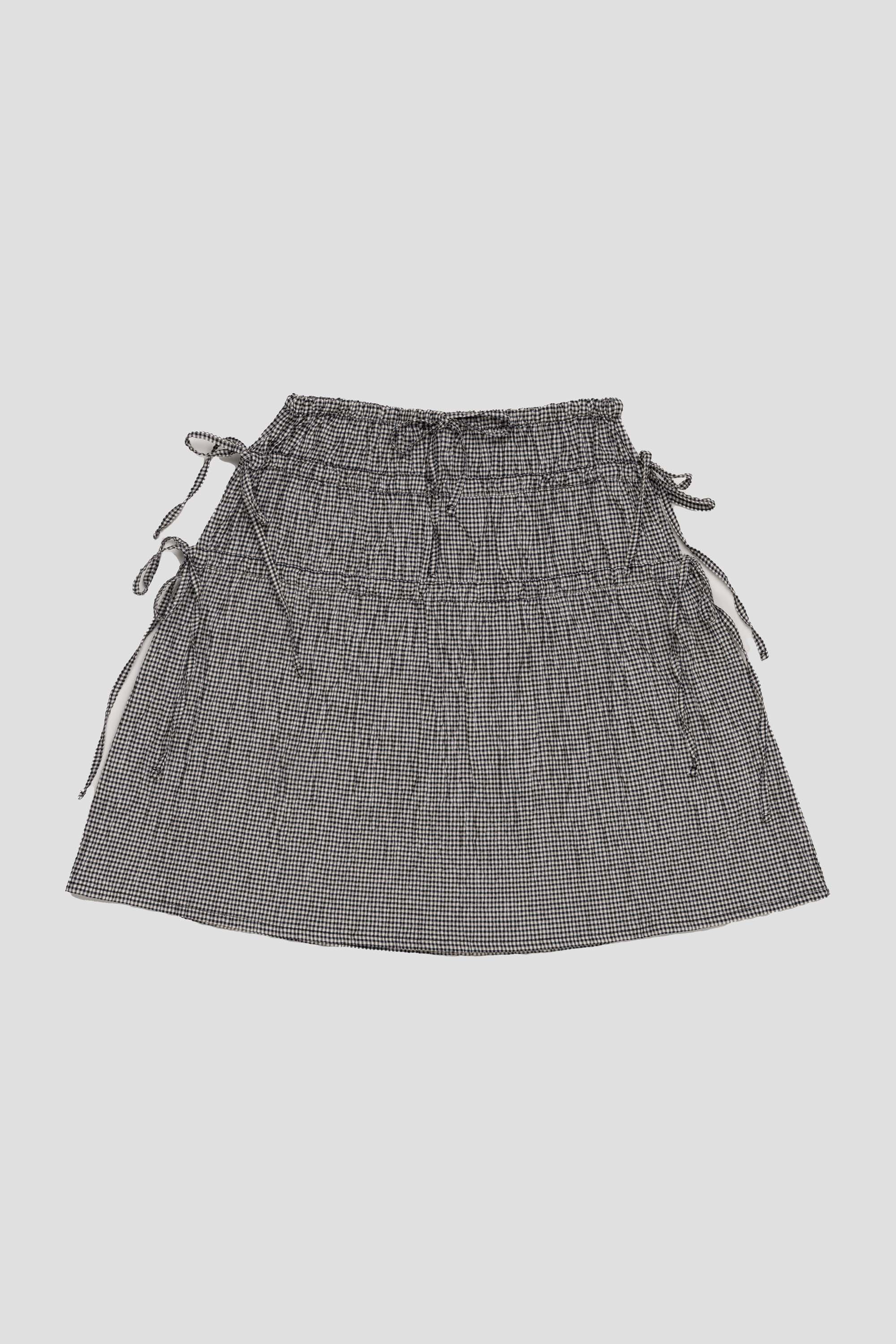 Seersucker Ruched Skirt Midi