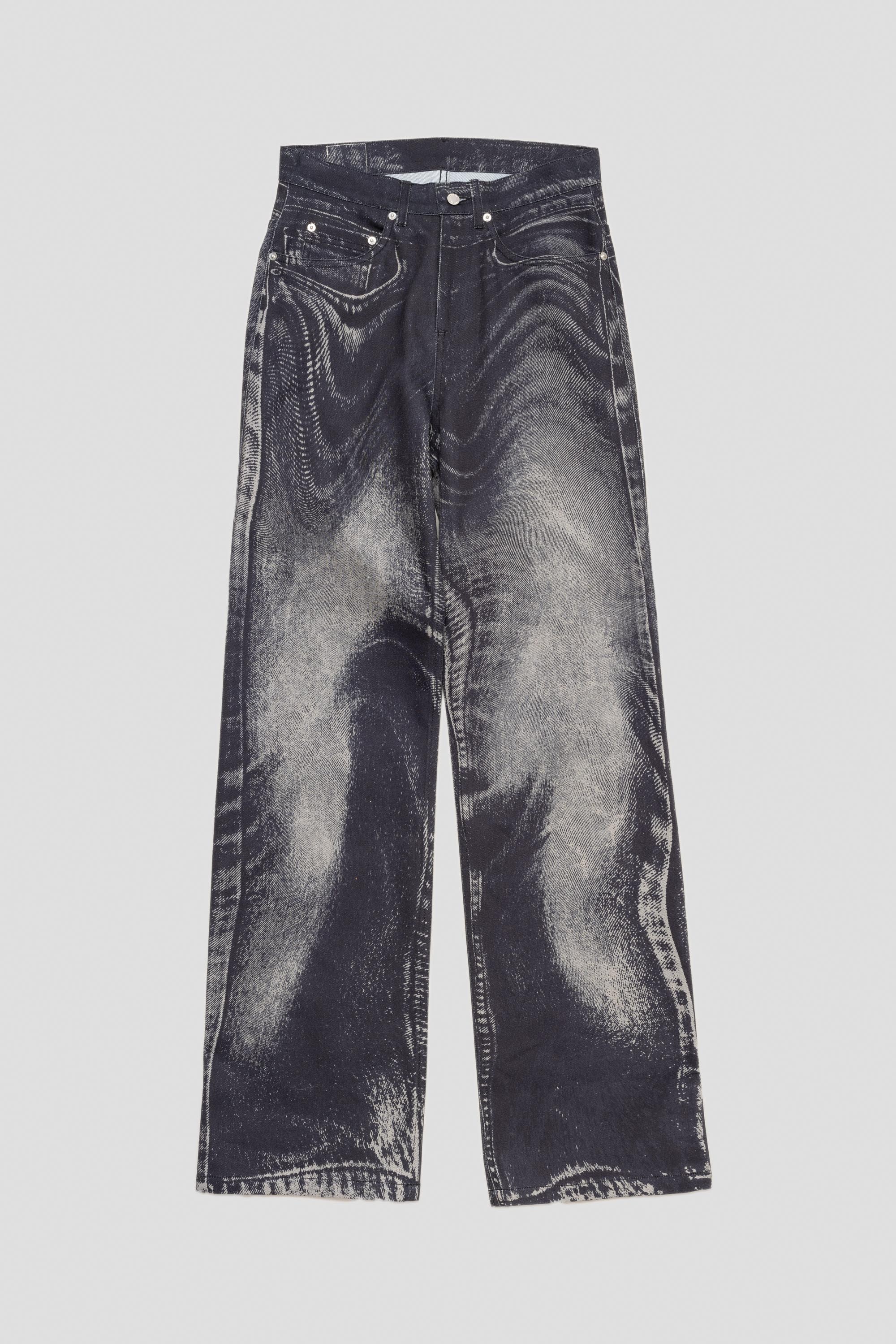 Distorted Print Jeans Black Faded