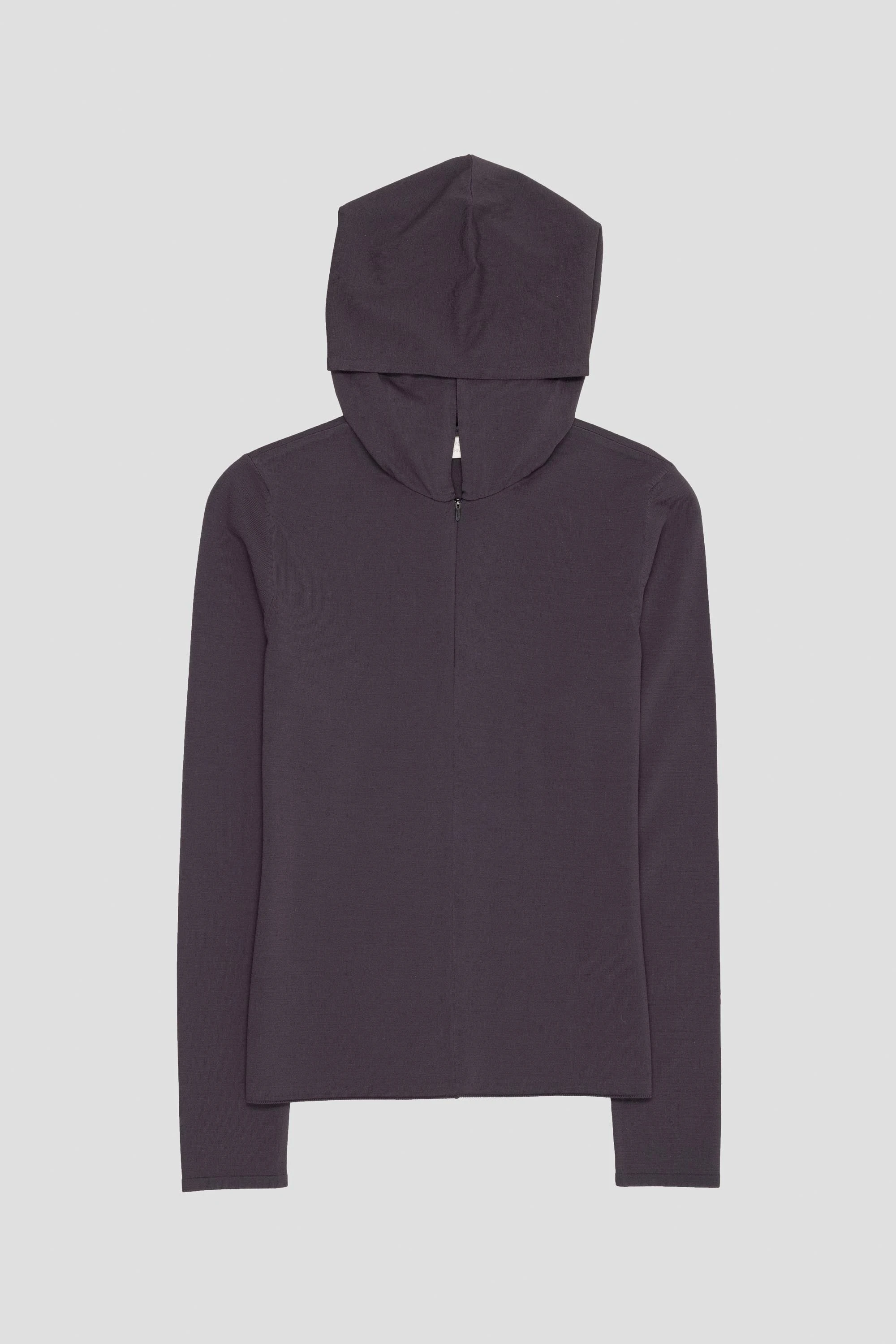 Half Zip-Up Knit Hoodie Grey Charcoal