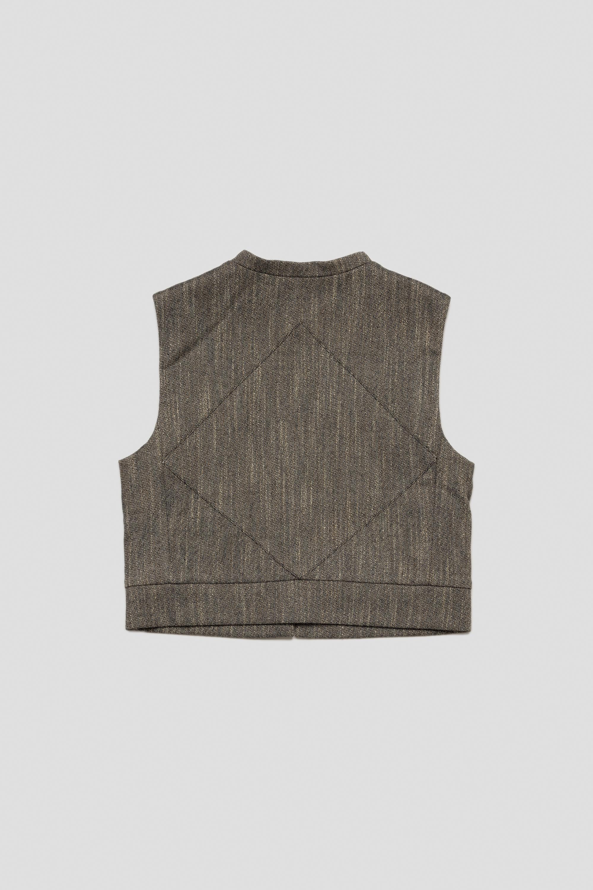 Wool Tweed Motive Vest Charcoal