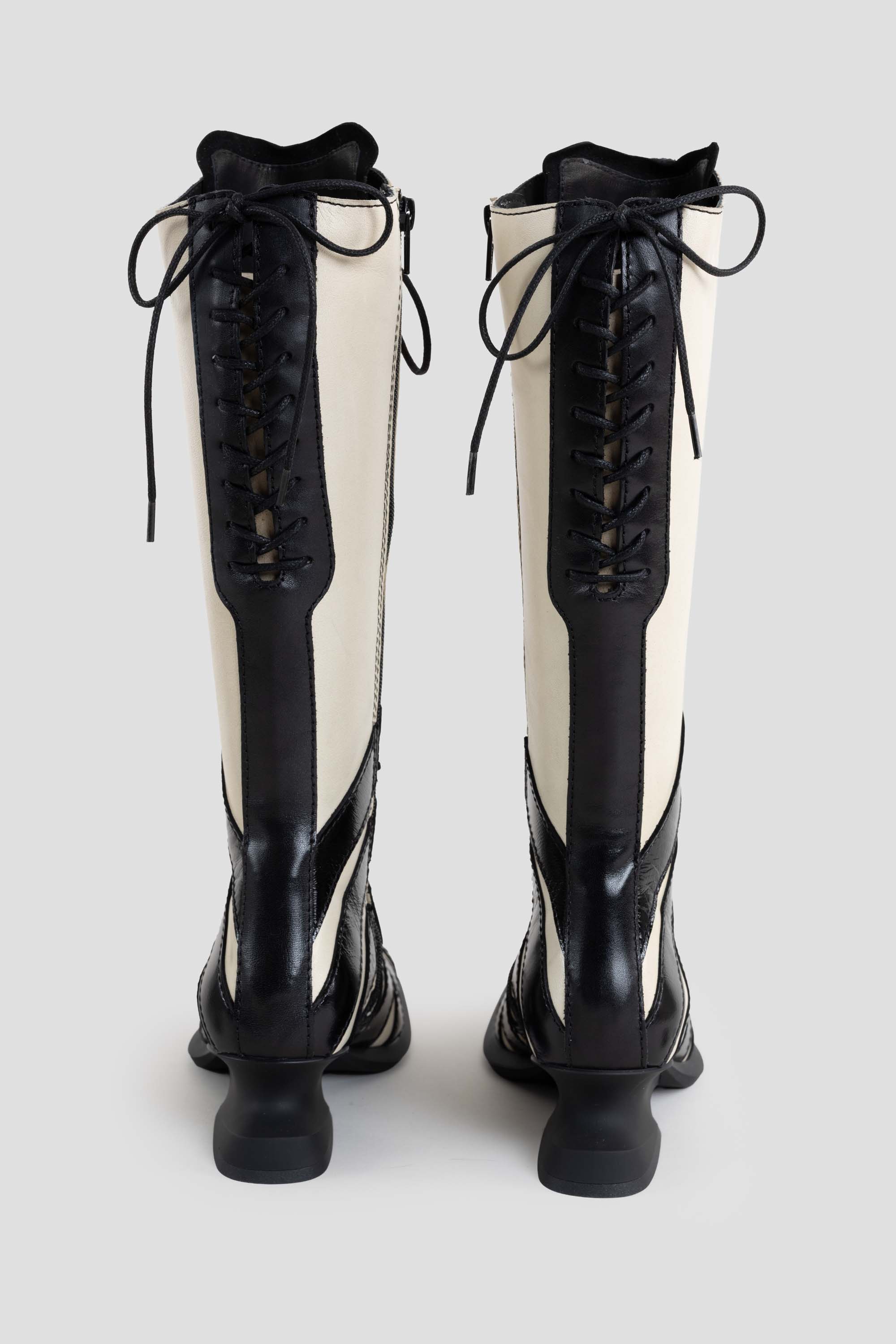 Nelly Wedge Tall Boots Cream/Black