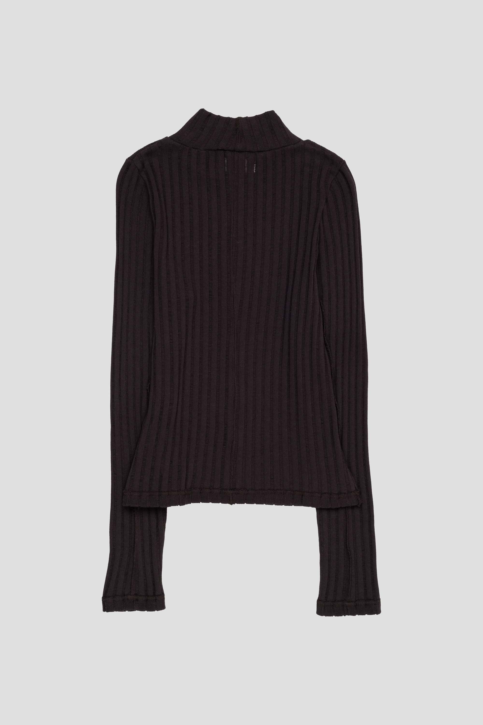 Women's Mock Neck Top Dark Brown Ajour Stripe