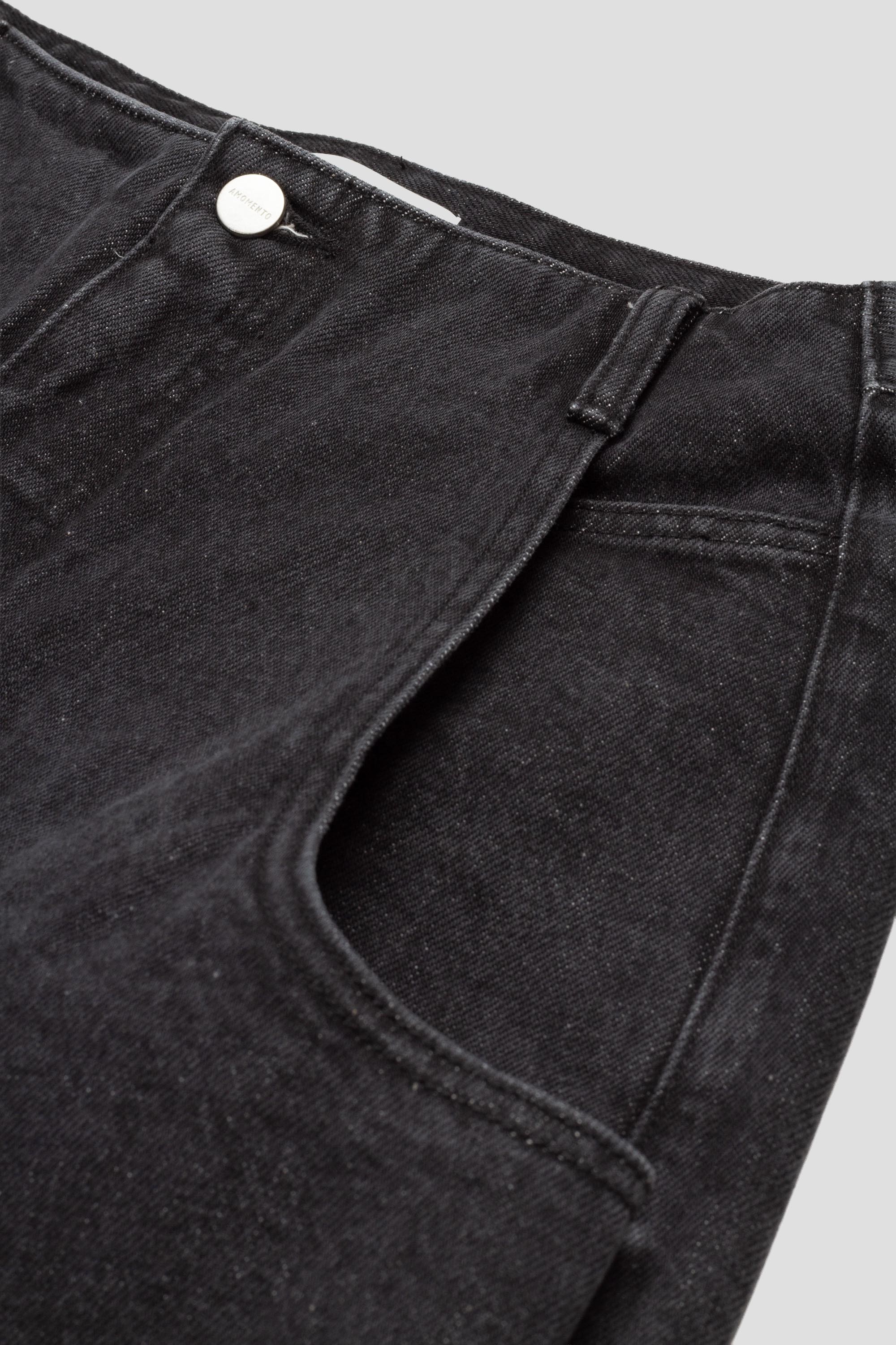 Mens Cut-Out Pocket Denim Shorts Black