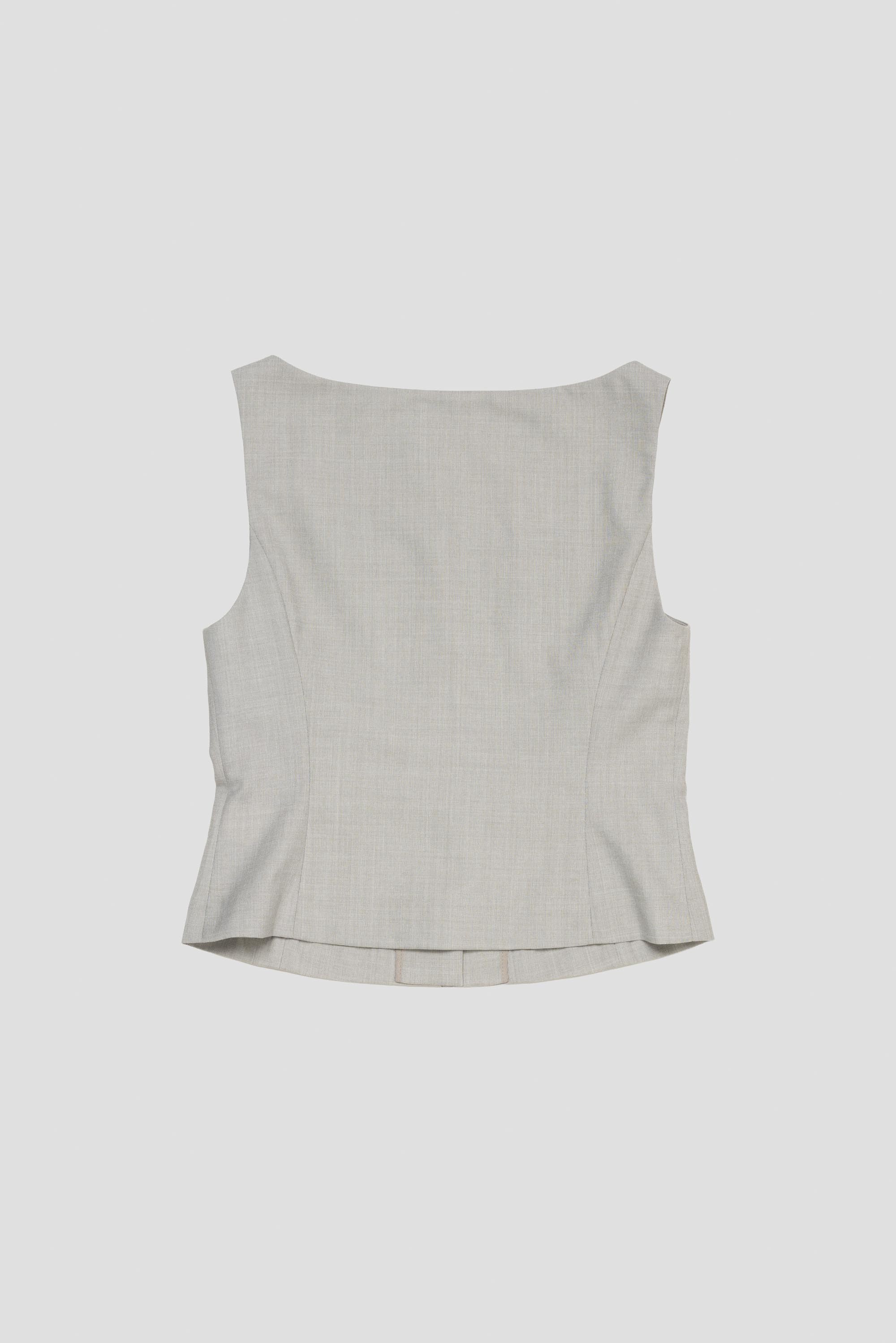 Scoop Neck Two Way Vest Beige
