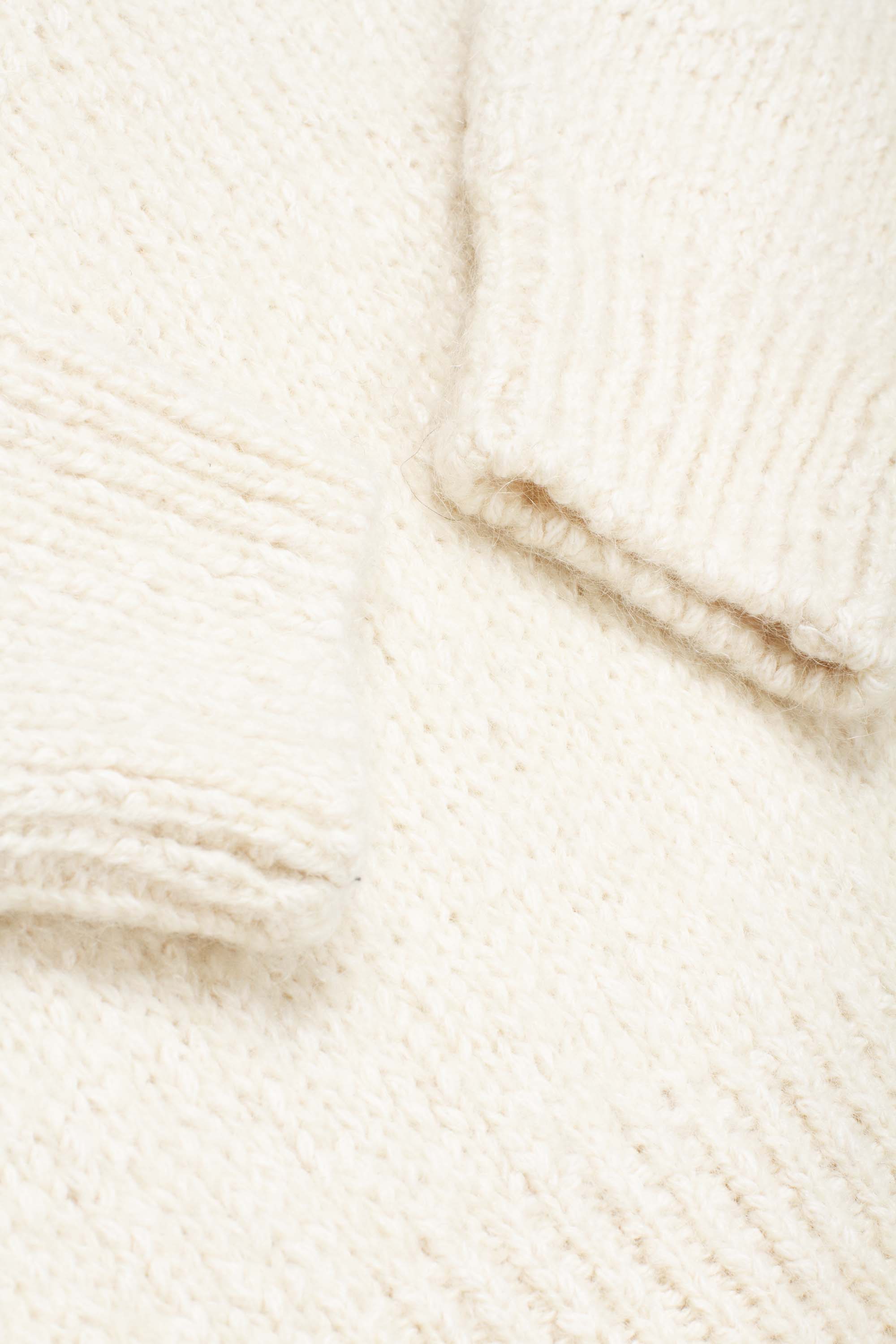 Hairy Slub Half Zip Up Knit Ecru