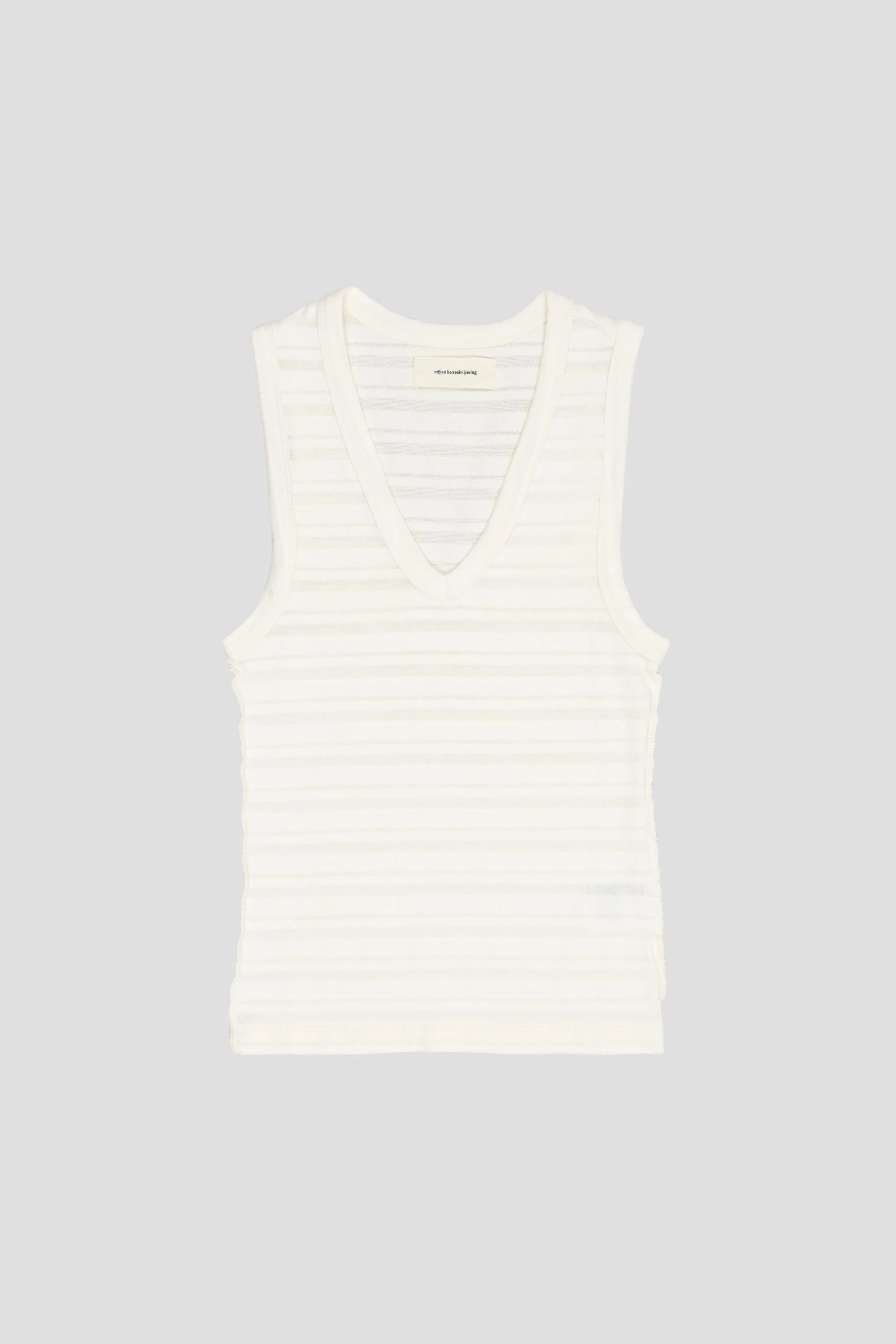 Women's V-Neck Tank Top Off White Stripe