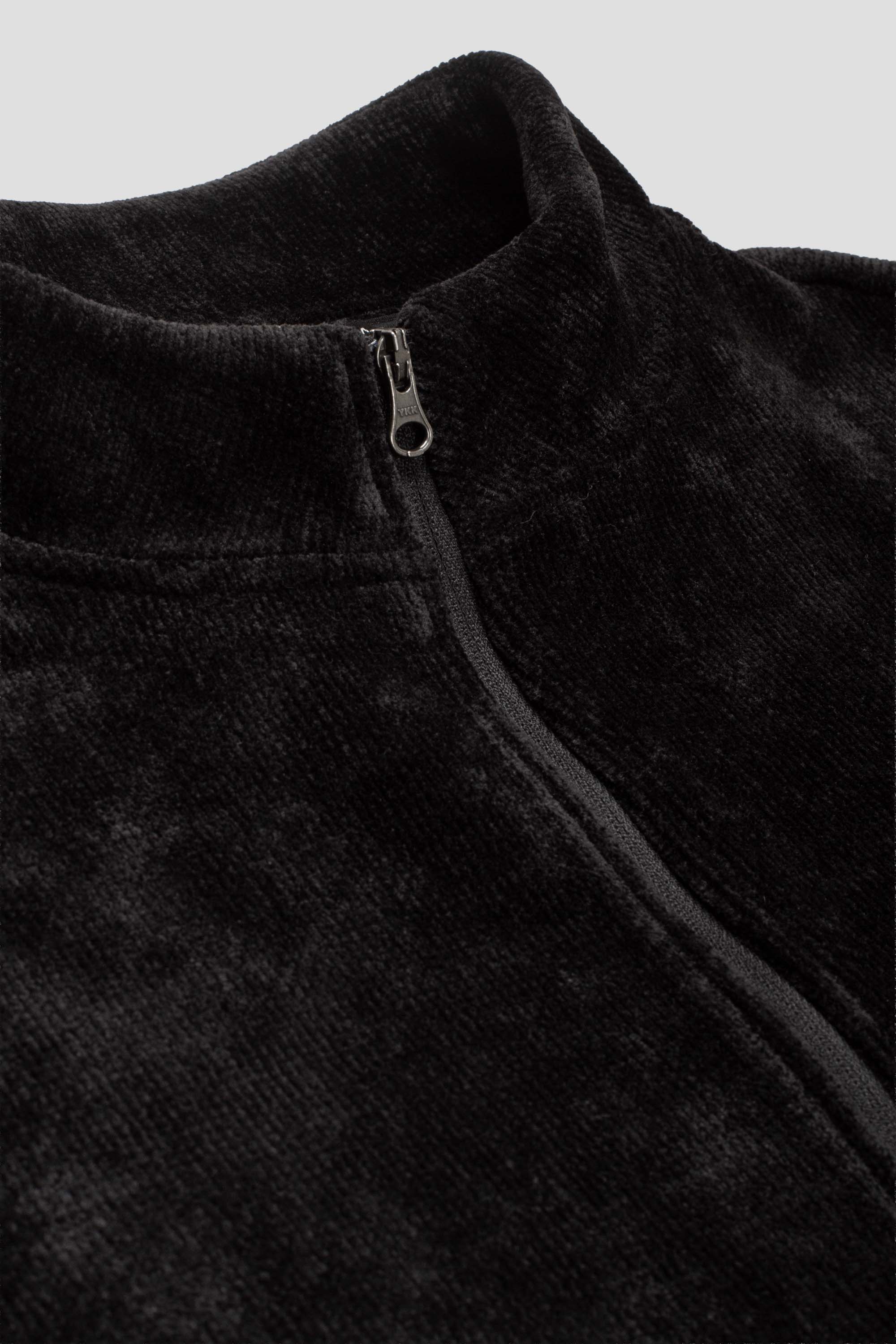 Velvet Zip Up Jumper Black